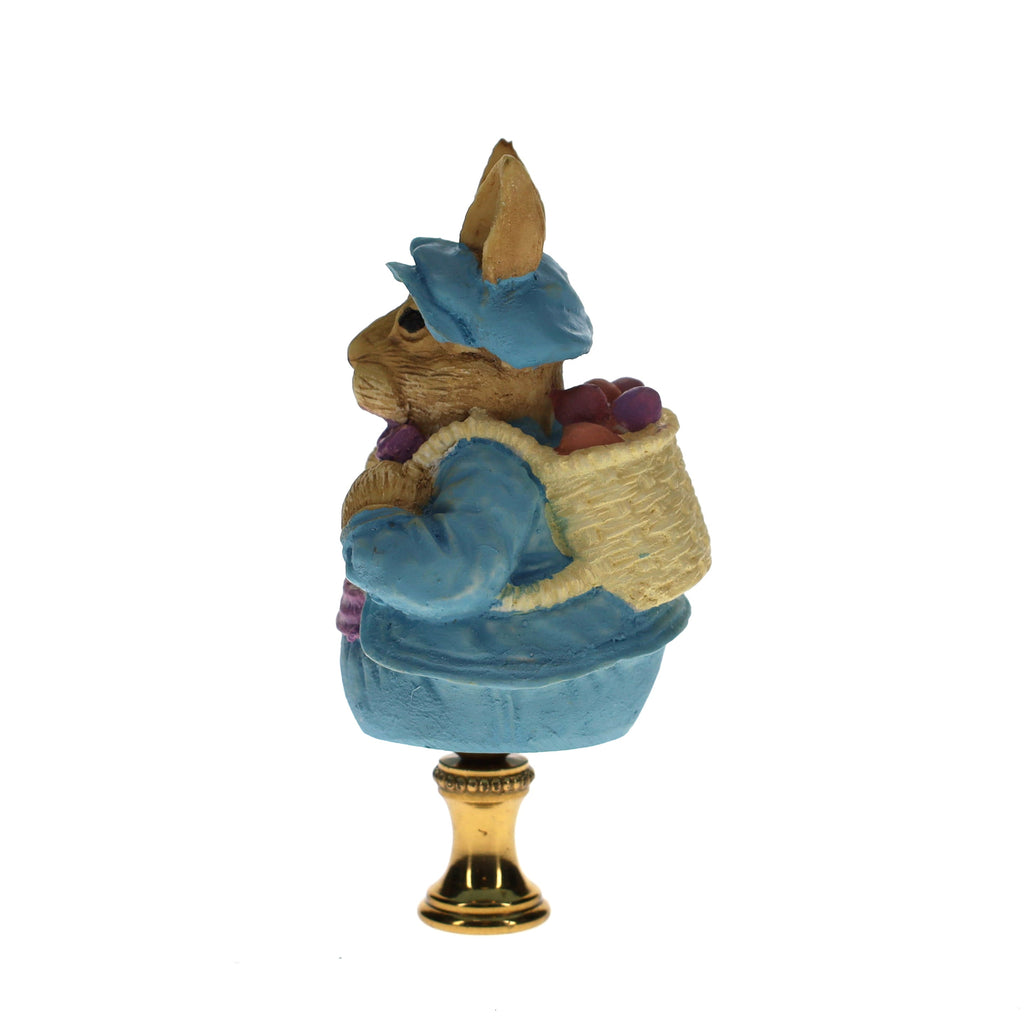 3-3/4" Tall Brass Finial Easter Rabbit, Bunny Backpack of Eggs, 1/4-27F Tap (15100M)