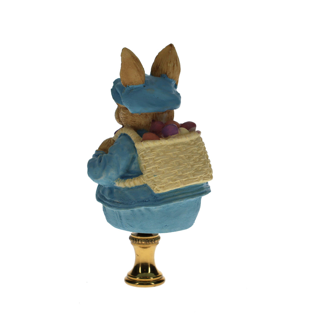 3-3/4" Tall Brass Finial Easter Rabbit, Bunny Backpack of Eggs, 1/4-27F Tap (15100M)