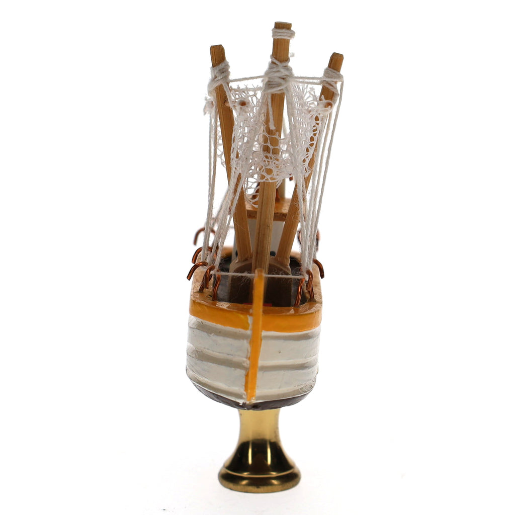 3-1/2" Tall Brass Finial Yellow & White Ship 1/4-27F Tap (15102)