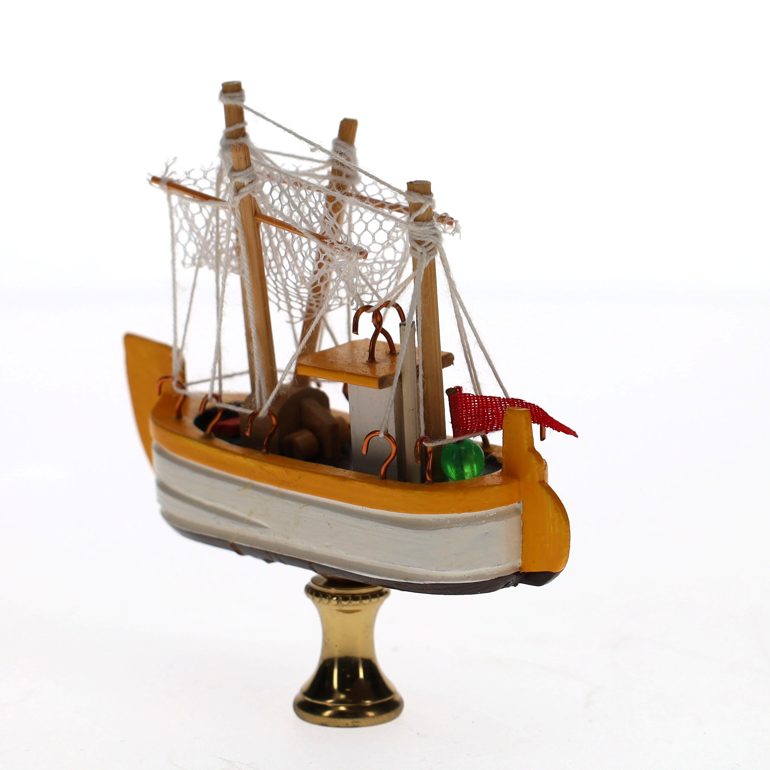 3-1/2" Tall Brass Finial Yellow & White Ship 1/4-27F Tap (15102)