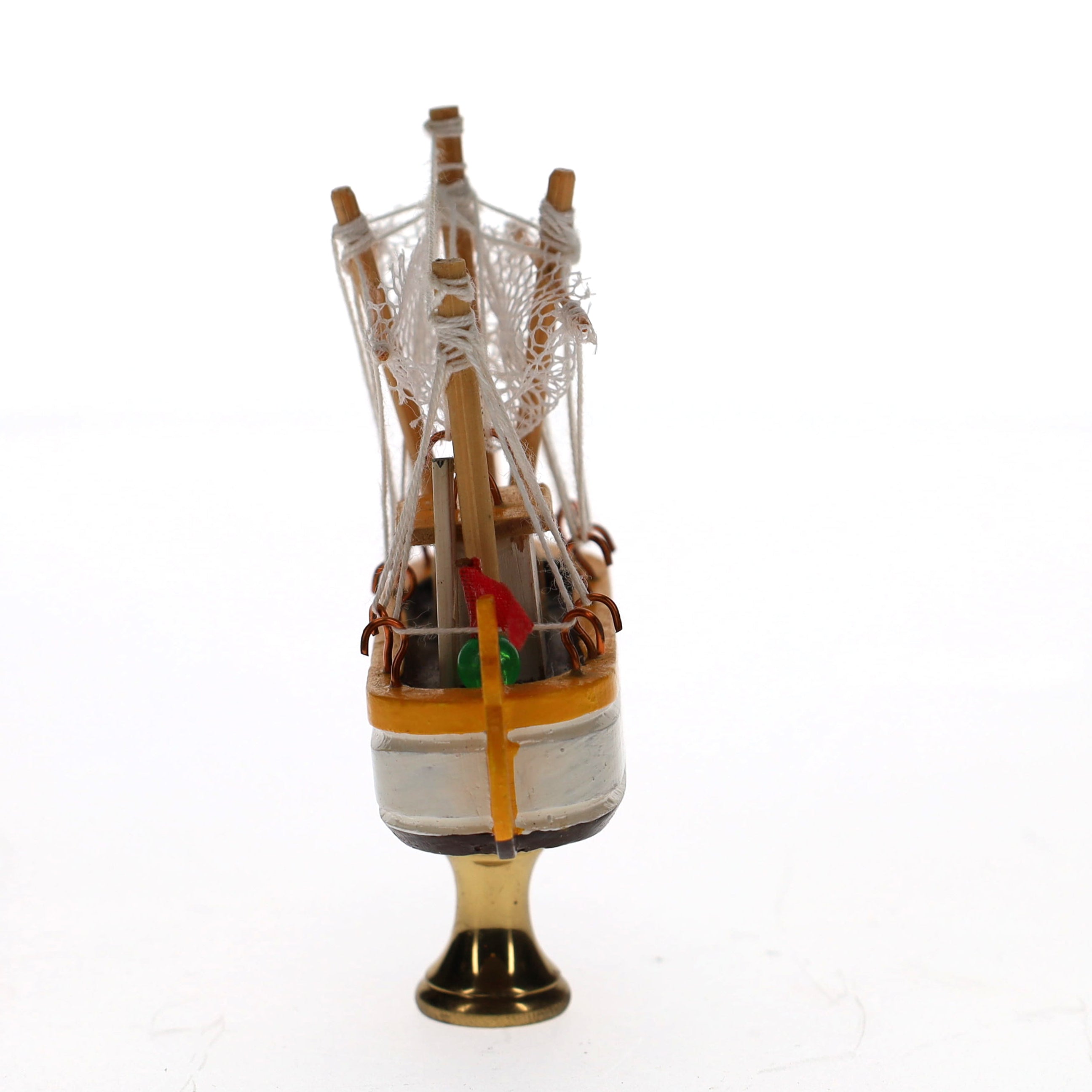 3-1/2" Tall Brass Finial Yellow & White Ship 1/4-27F Tap (15102)