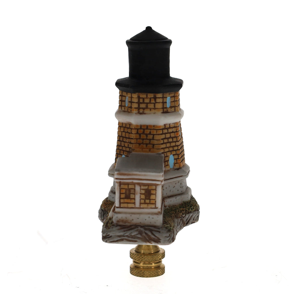 4-1/8" Tall Brass Finial Lighthouse Brown Tile Pattern, 1/4-27F Tap (15104)