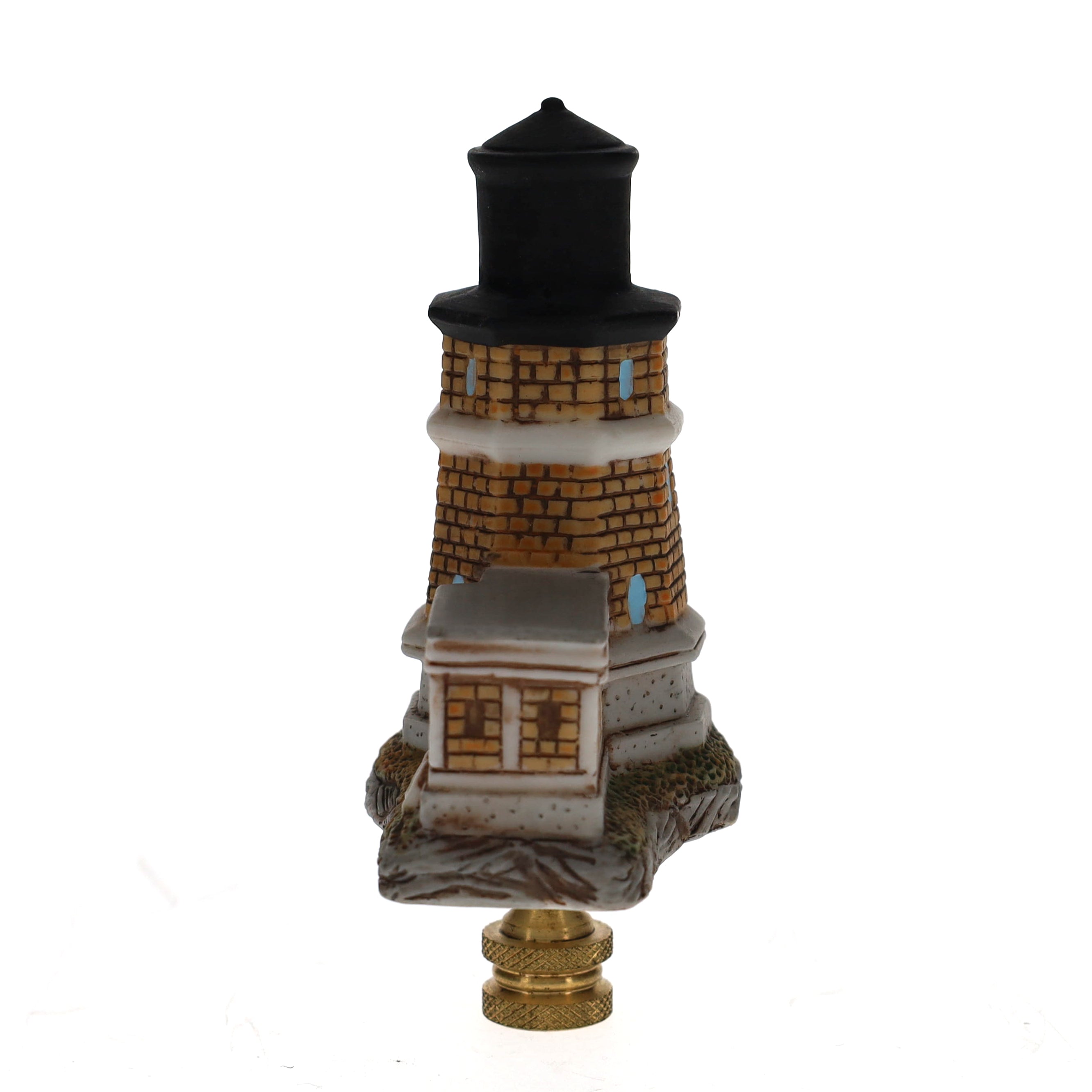 4-1/8" Tall Brass Finial Lighthouse Brown Tile Pattern, 1/4-27F Tap (15104)