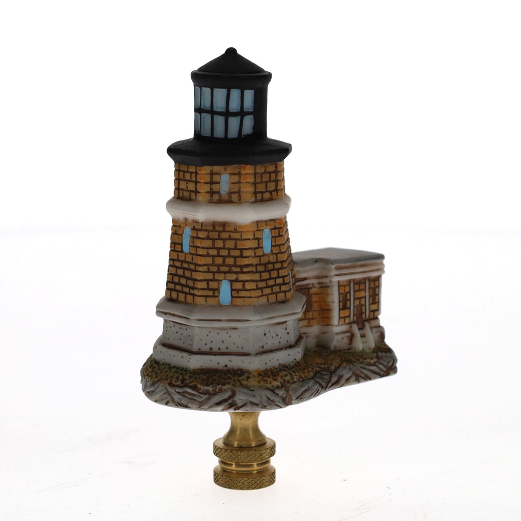 4-1/8" Tall Brass Finial Lighthouse Brown Tile Pattern, 1/4-27F Tap (15104)