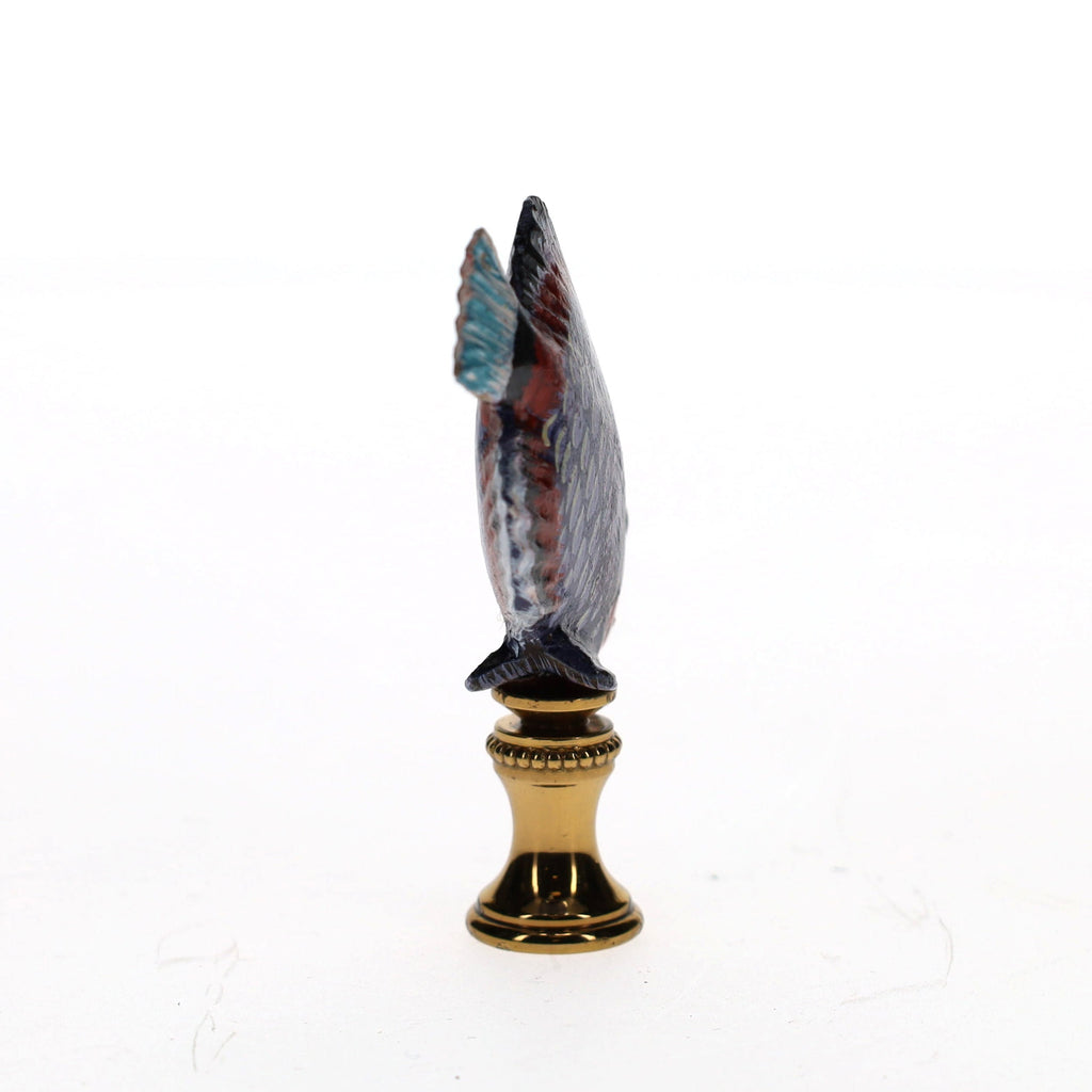3" Tall Brass Finial Tropical Fish Purple, Pink, Burgundy, Black 1/4-27F Tap (15105)
