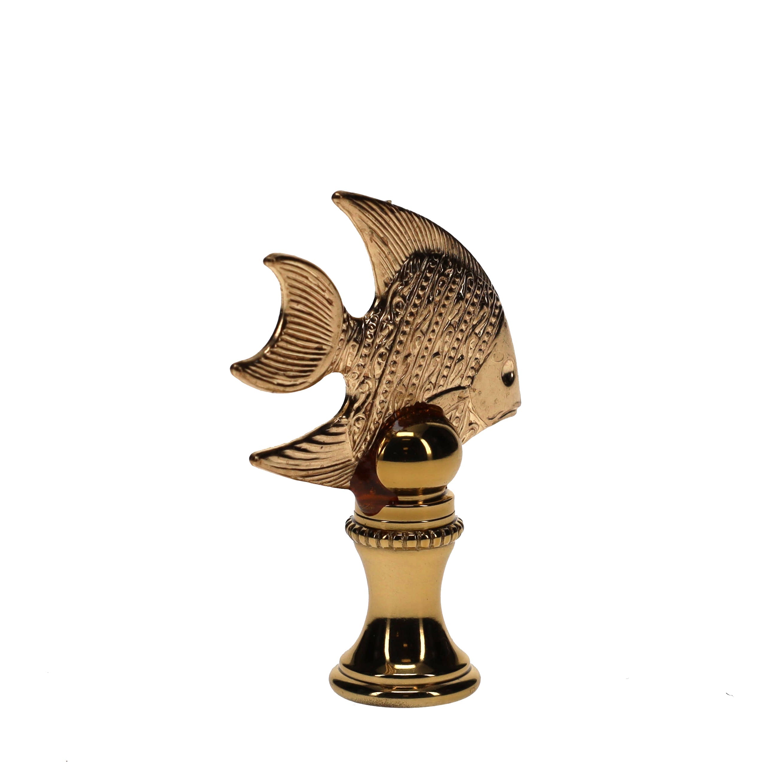 2" Tall Brass Finial Tropical Fish 1/4-27F Tap (15109)