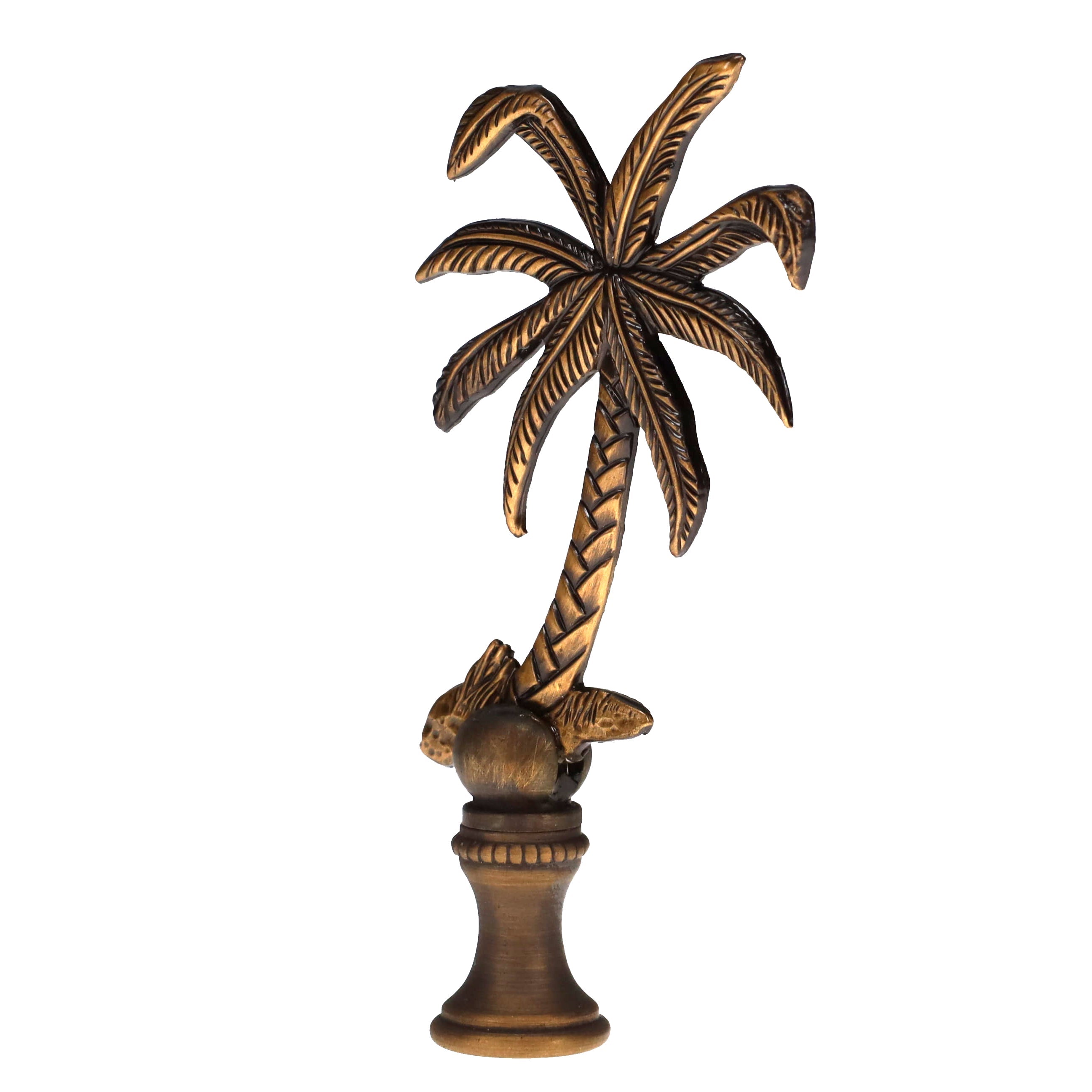 3-1/2" Tall Brass Finial Palm Tree Dark Bronze Finish 1/4-27F Tap (15111)
