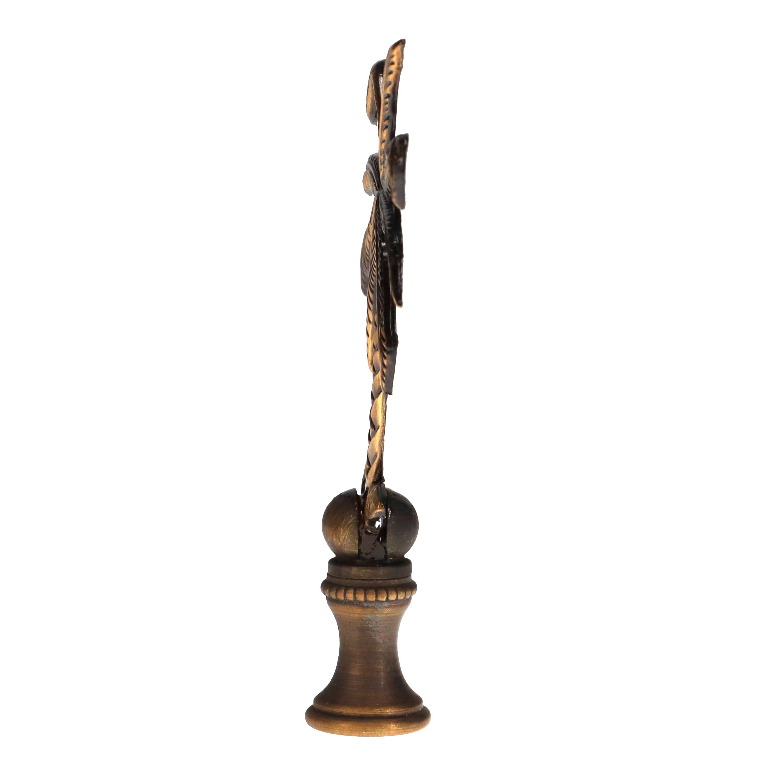 3-1/2" Tall Brass Finial Palm Tree Dark Bronze Finish 1/4-27F Tap (15111)