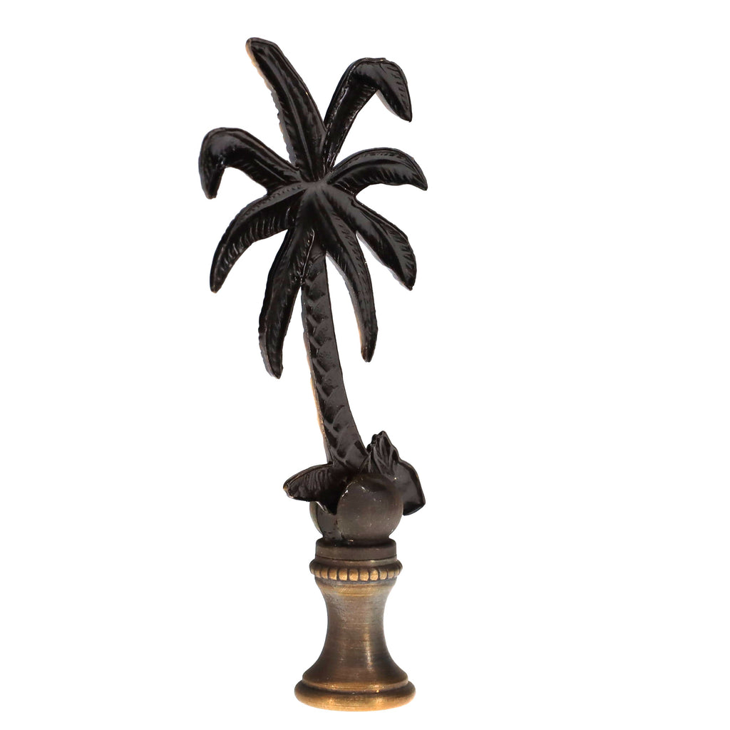 3-1/2" Tall Brass Finial Palm Tree Dark Bronze Finish 1/4-27F Tap (15111)