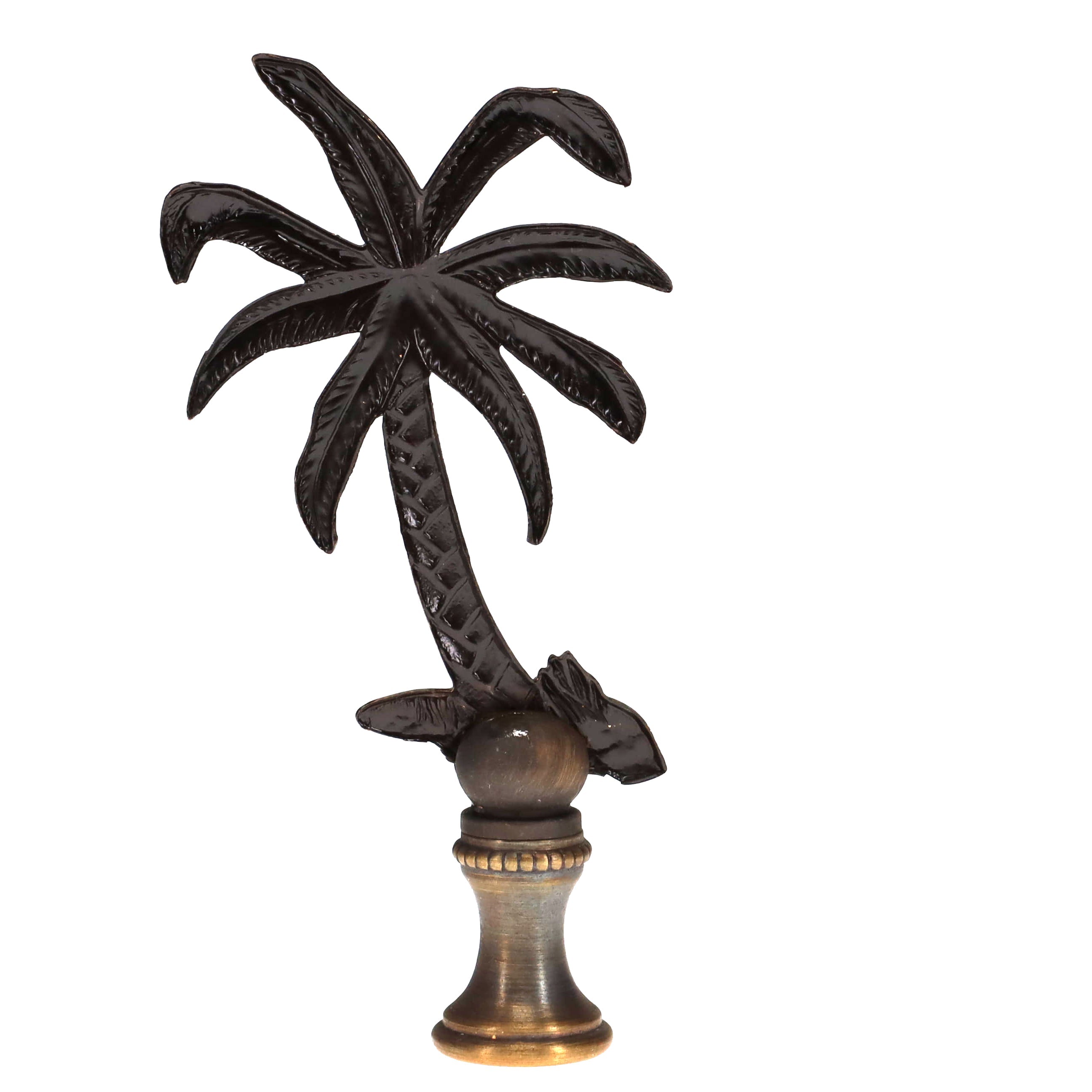 3-1/2" Tall Brass Finial Palm Tree Dark Bronze Finish 1/4-27F Tap (15111)