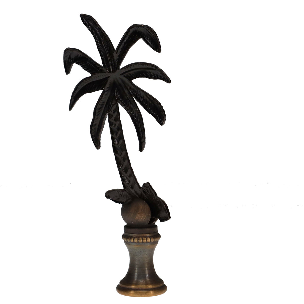 3-1/2" Tall Brass Finial Palm Tree Dark Bronze Finish 1/4-27F Tap (15111)