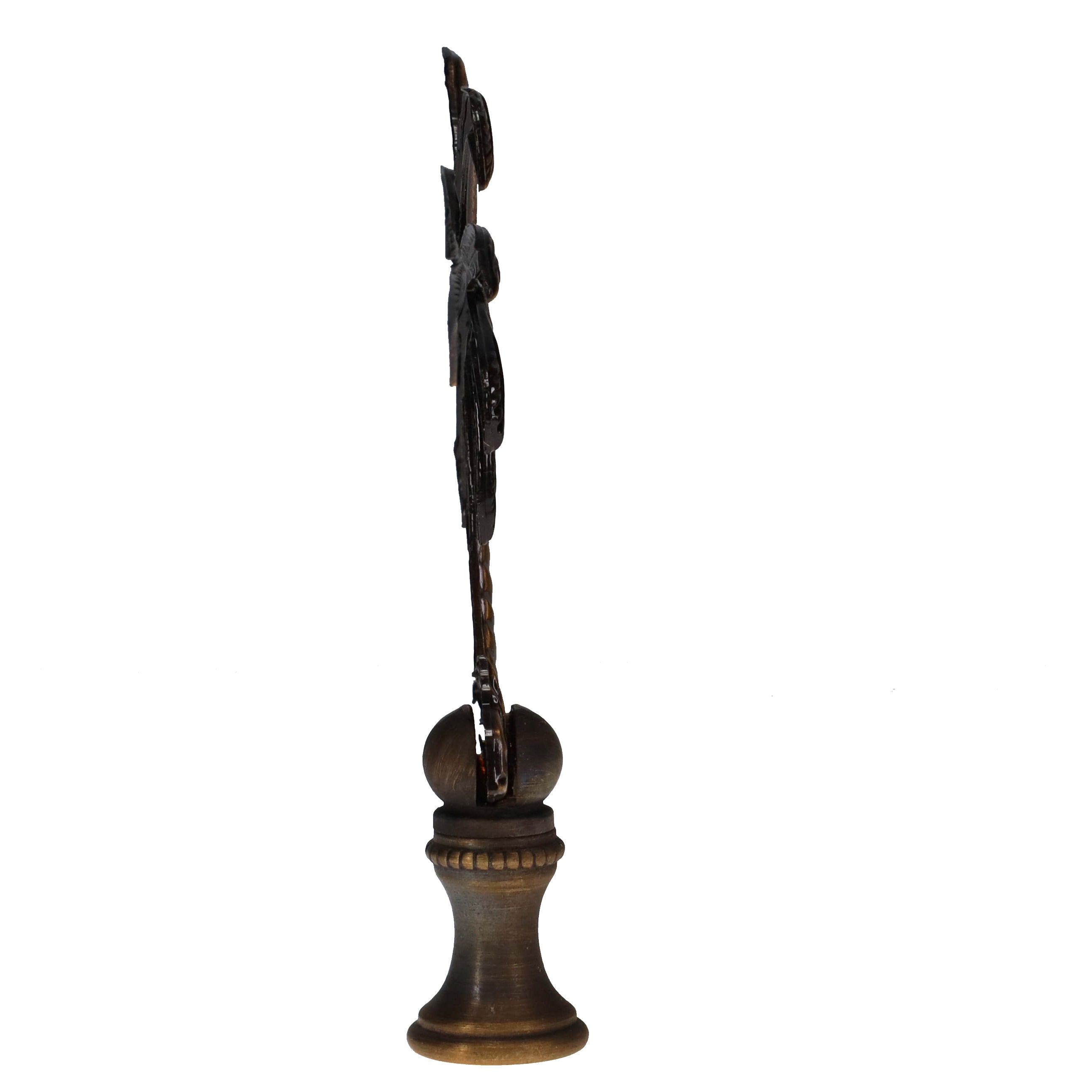 3-1/2" Tall Brass Finial Palm Tree Dark Bronze Finish 1/4-27F Tap (15111)