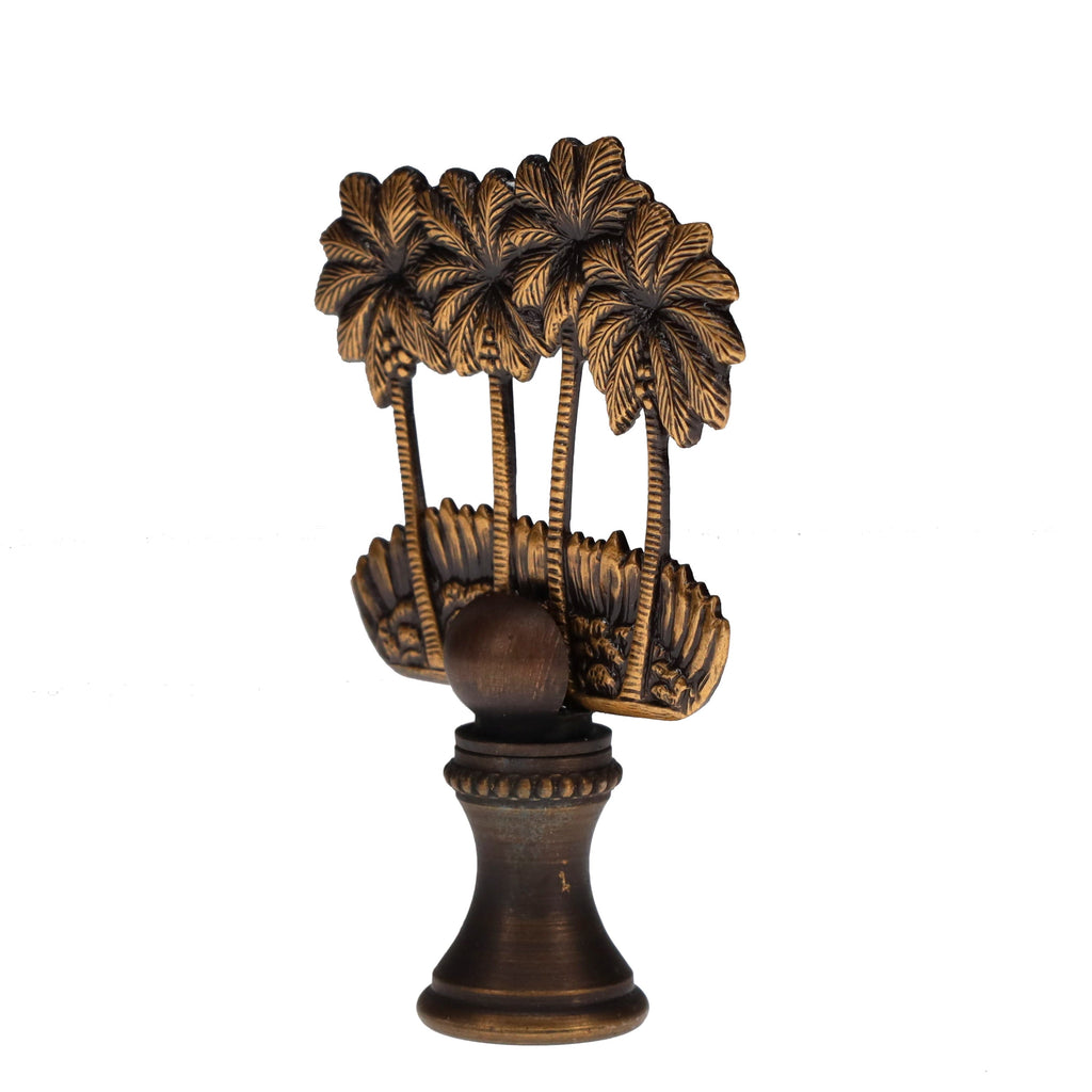 2-3/8" Tall Brass Finial Palm Trees Dark Bronze Finish 1/4-27F Tap (15112)