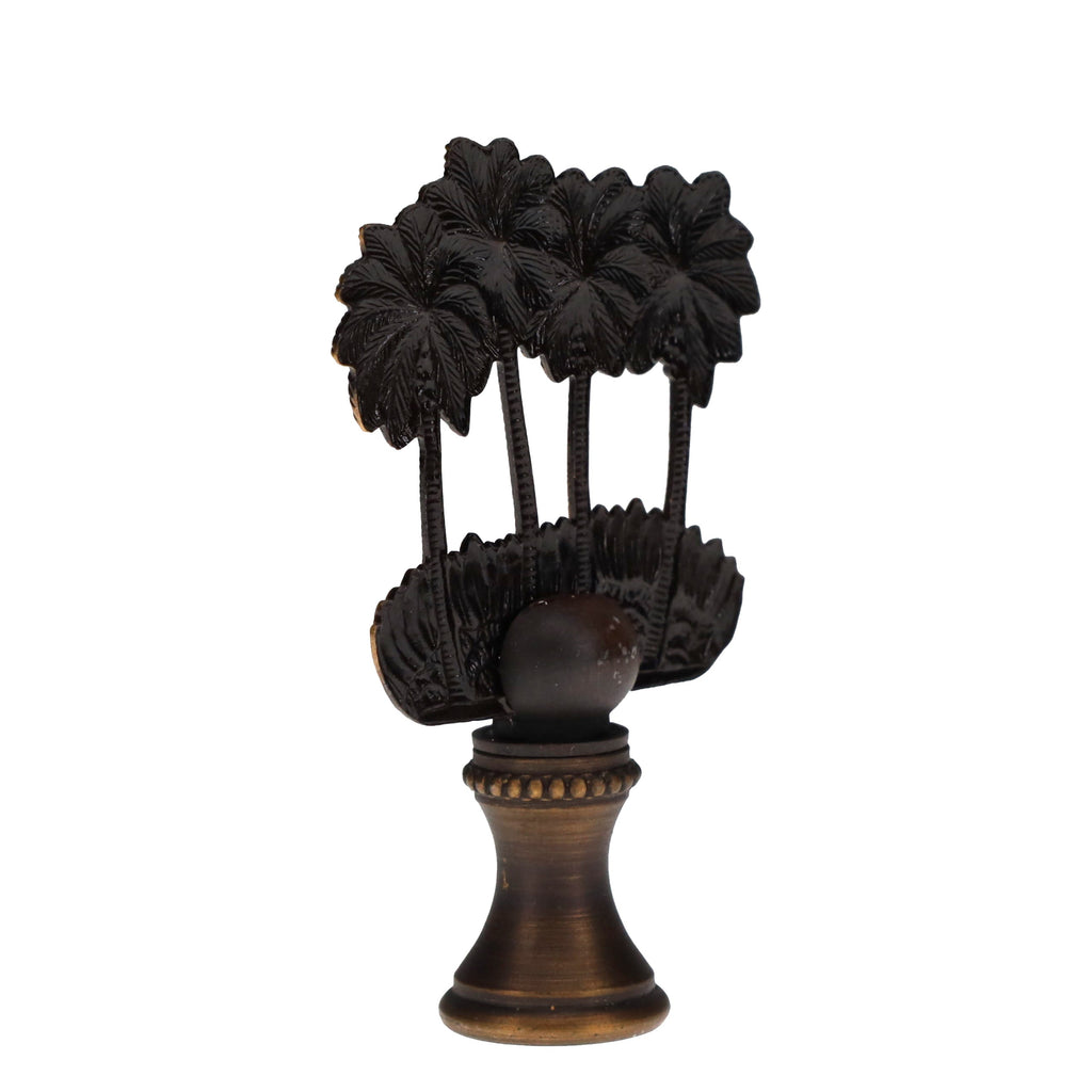 2-3/8" Tall Brass Finial Palm Trees Dark Bronze Finish 1/4-27F Tap (15112)
