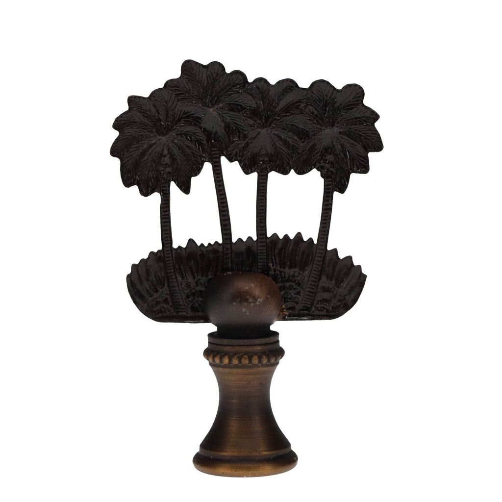 2-3/8" Tall Brass Finial Palm Trees Dark Bronze Finish 1/4-27F Tap (15112)