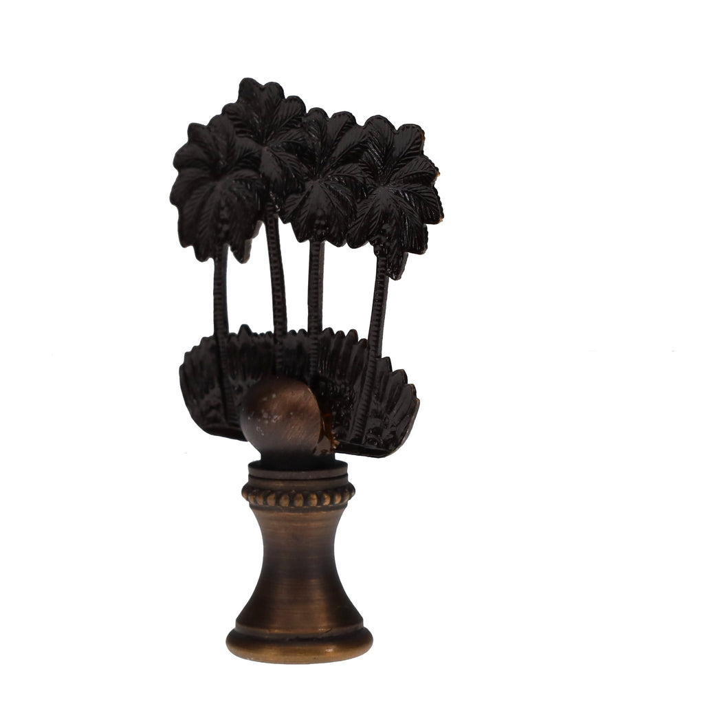 2-3/8" Tall Brass Finial Palm Trees Dark Bronze Finish 1/4-27F Tap (15112)