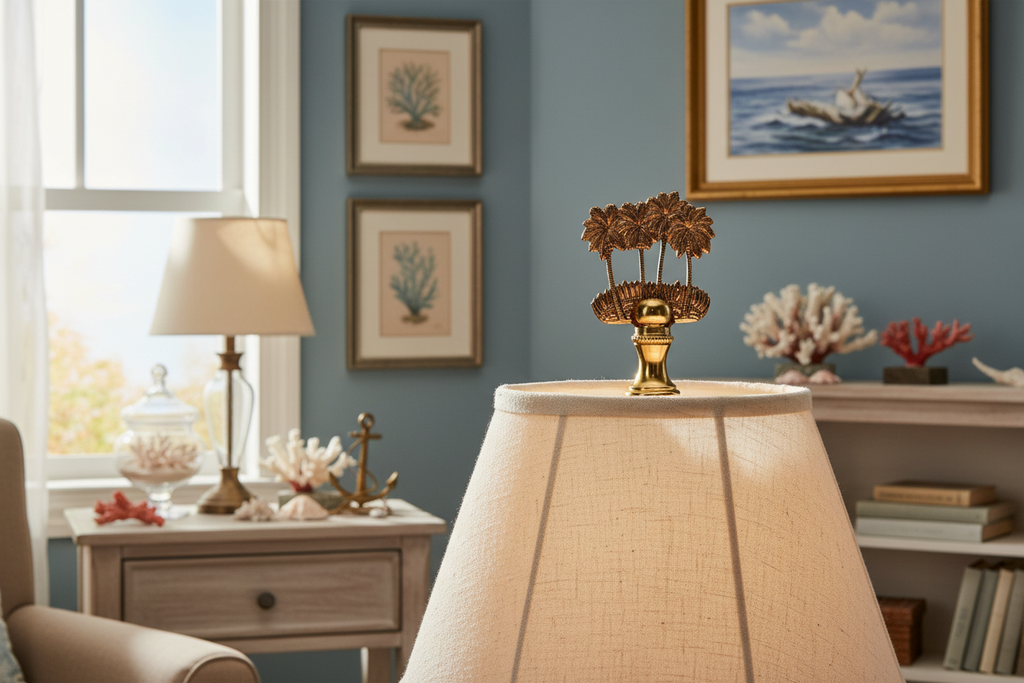 2-3/8" Tall Brass Finial Palm Trees 1/4-27F Tap (15113)