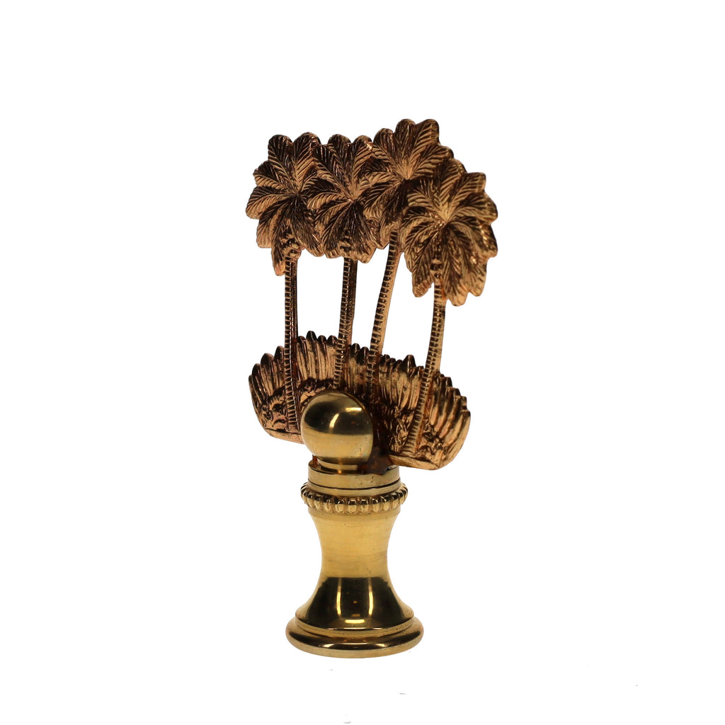 2-3/8" Tall Brass Finial Palm Trees 1/4-27F Tap (15113)