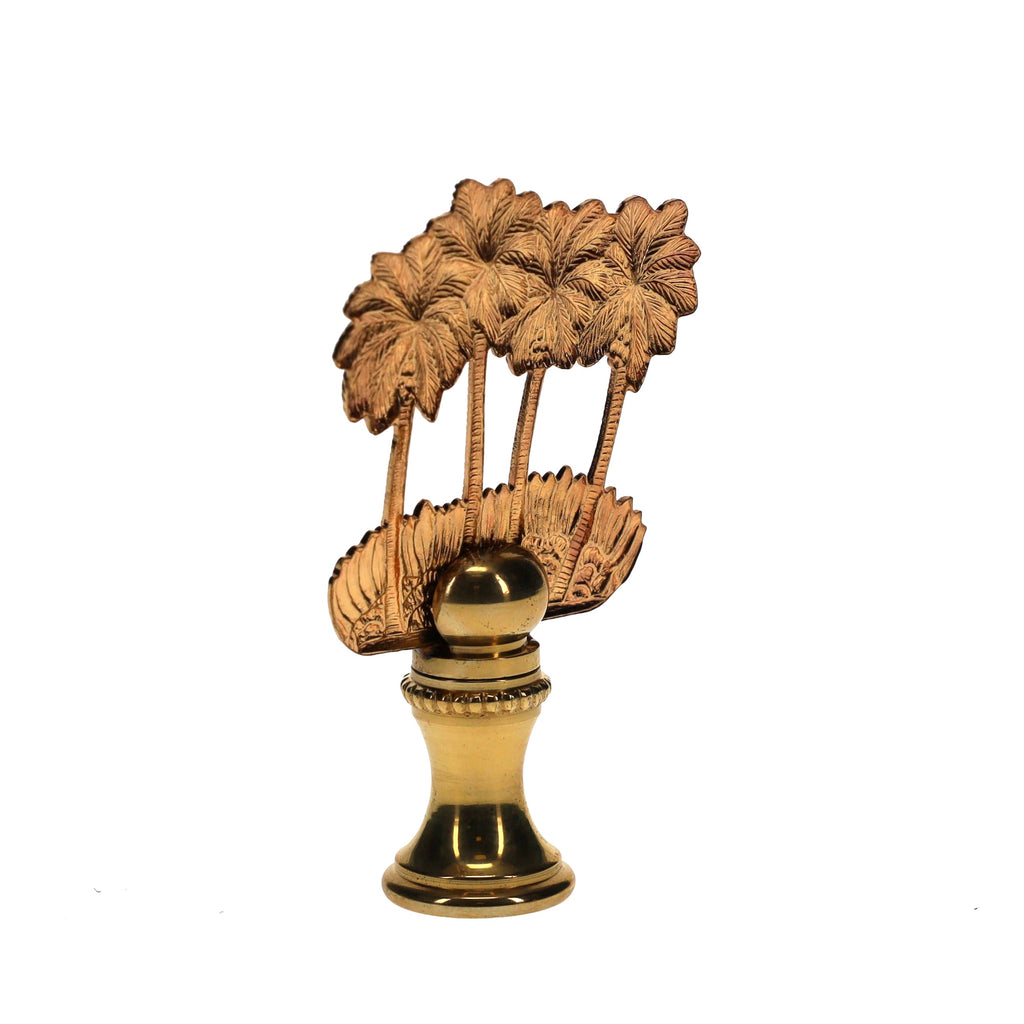 2-3/8" Tall Brass Finial Palm Trees 1/4-27F Tap (15113)