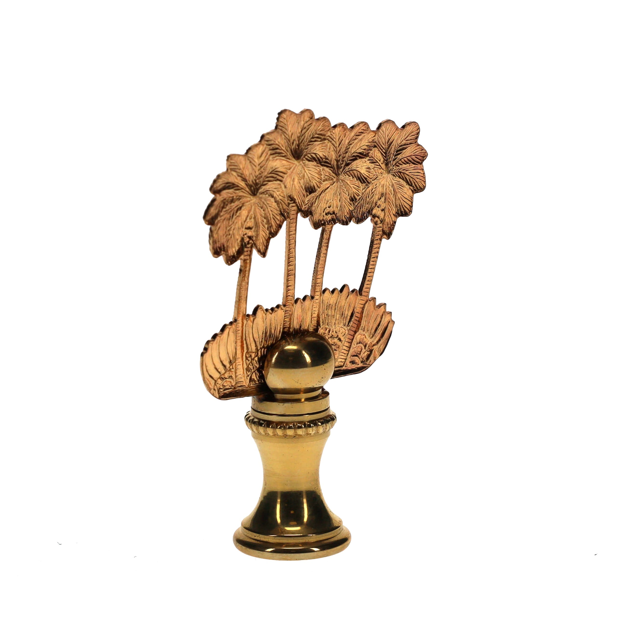2-3/8" Tall Brass Finial Palm Trees 1/4-27F Tap (15113)