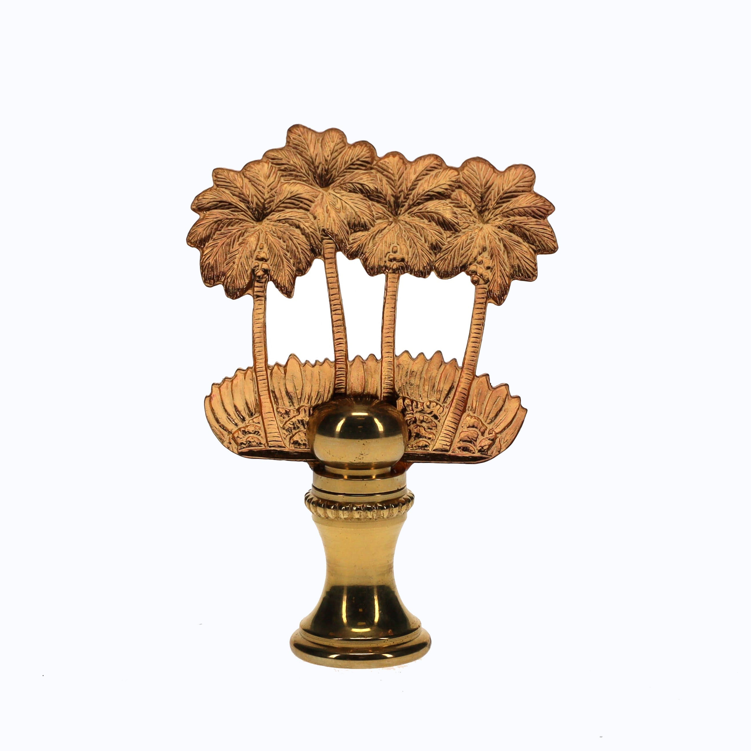 2-3/8" Tall Brass Finial Palm Trees 1/4-27F Tap (15113)