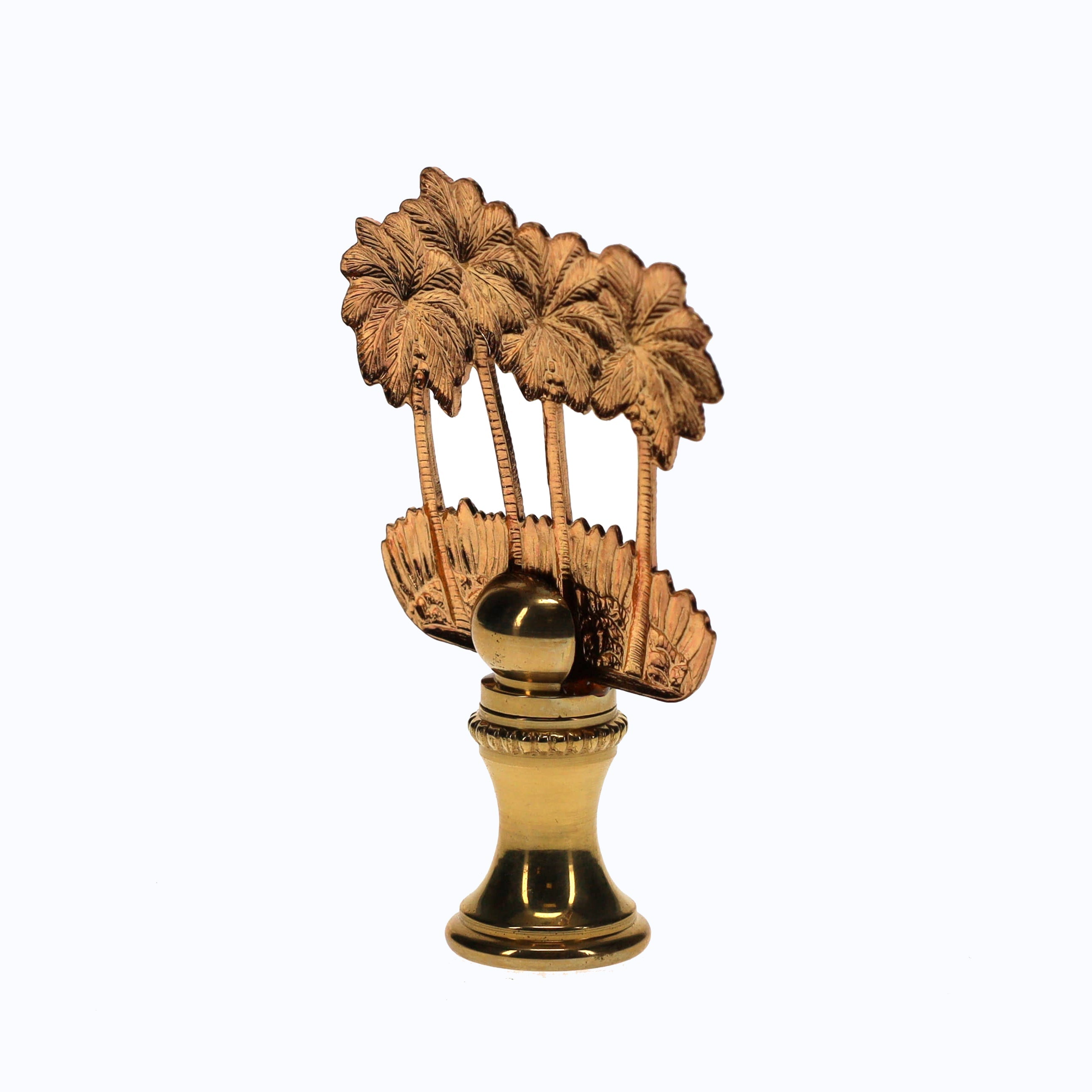 2-3/8" Tall Brass Finial Palm Trees 1/4-27F Tap (15113)