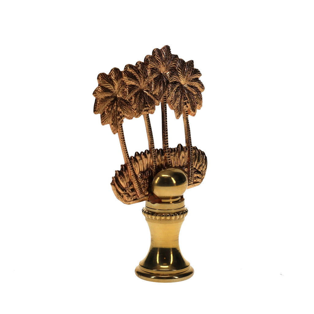 2-3/8" Tall Brass Finial Palm Trees 1/4-27F Tap (15113)