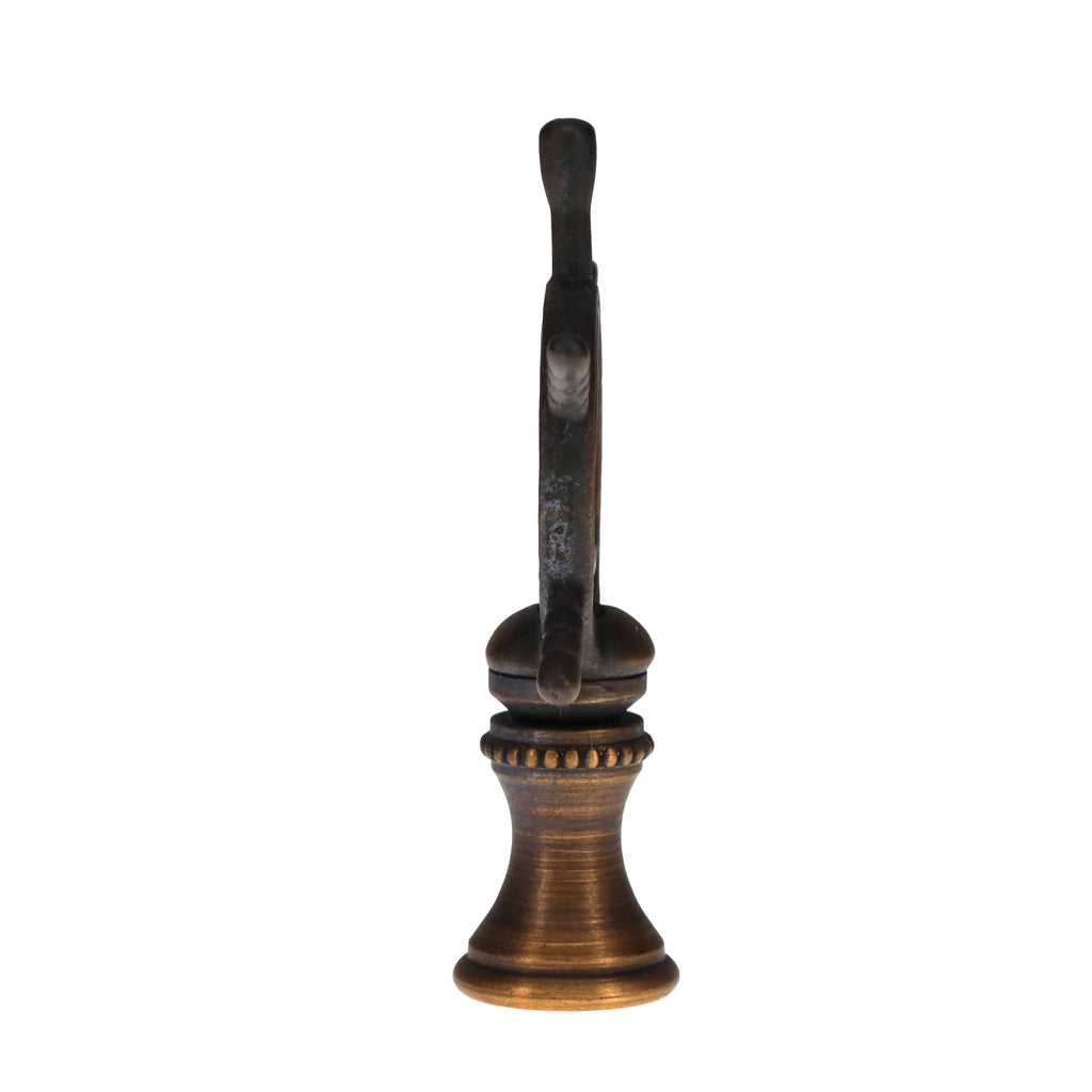 2-3/8" Tall Brass Finial Ship's Wheel, Helm, Dark Bronze Finish 1/4-27F Tap (15114)