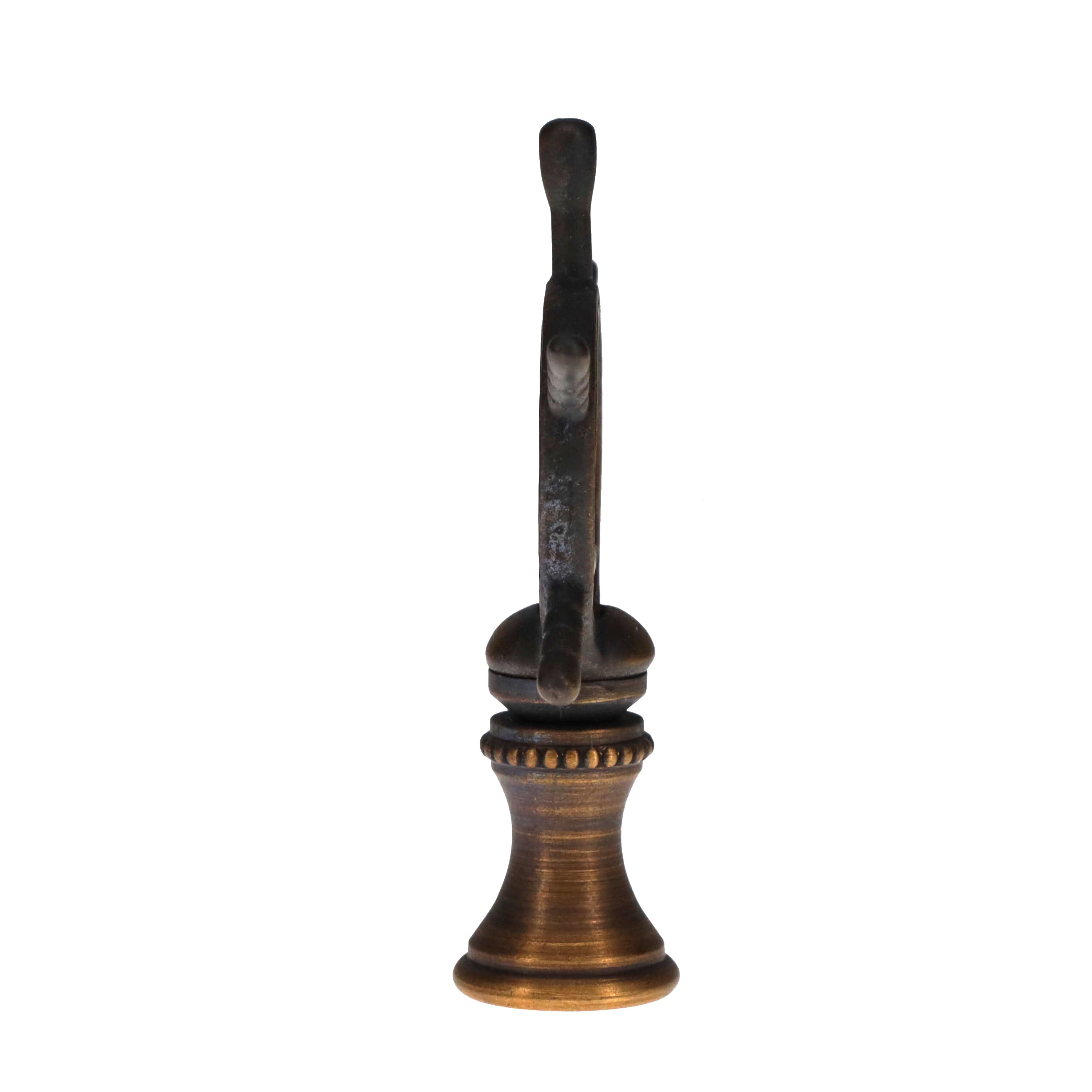 2-3/8" Tall Brass Finial Ship's Wheel, Helm, Dark Bronze Finish 1/4-27F Tap (15114)