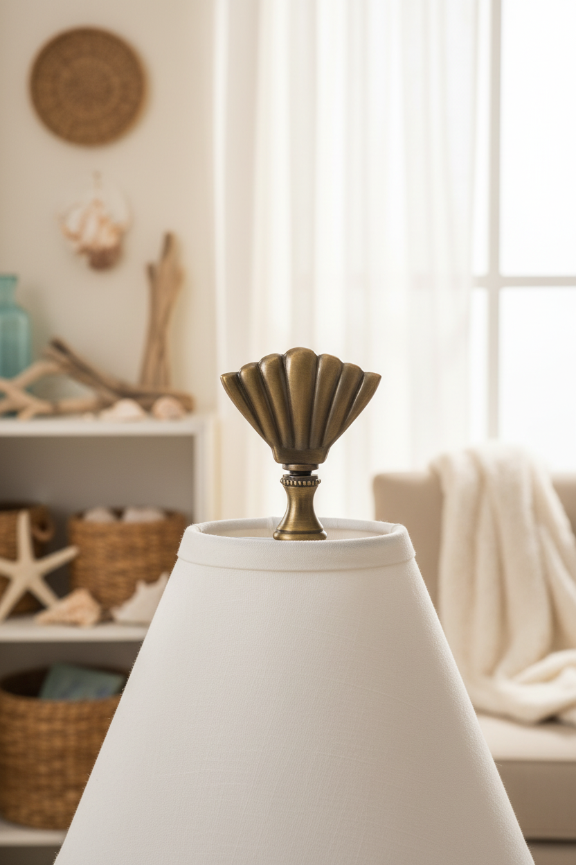 2-1/4" Tall Brass Finial Clam Shell, Dark Bronze Finish 1/4-27F Tap (15115)