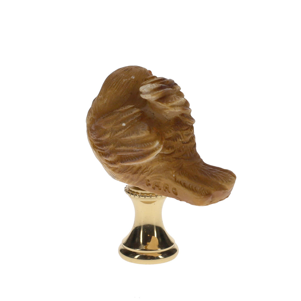 2" Tall Brass Finial Ceramic Bird Brown, Tan, White 1/4-27F Tap (15120)