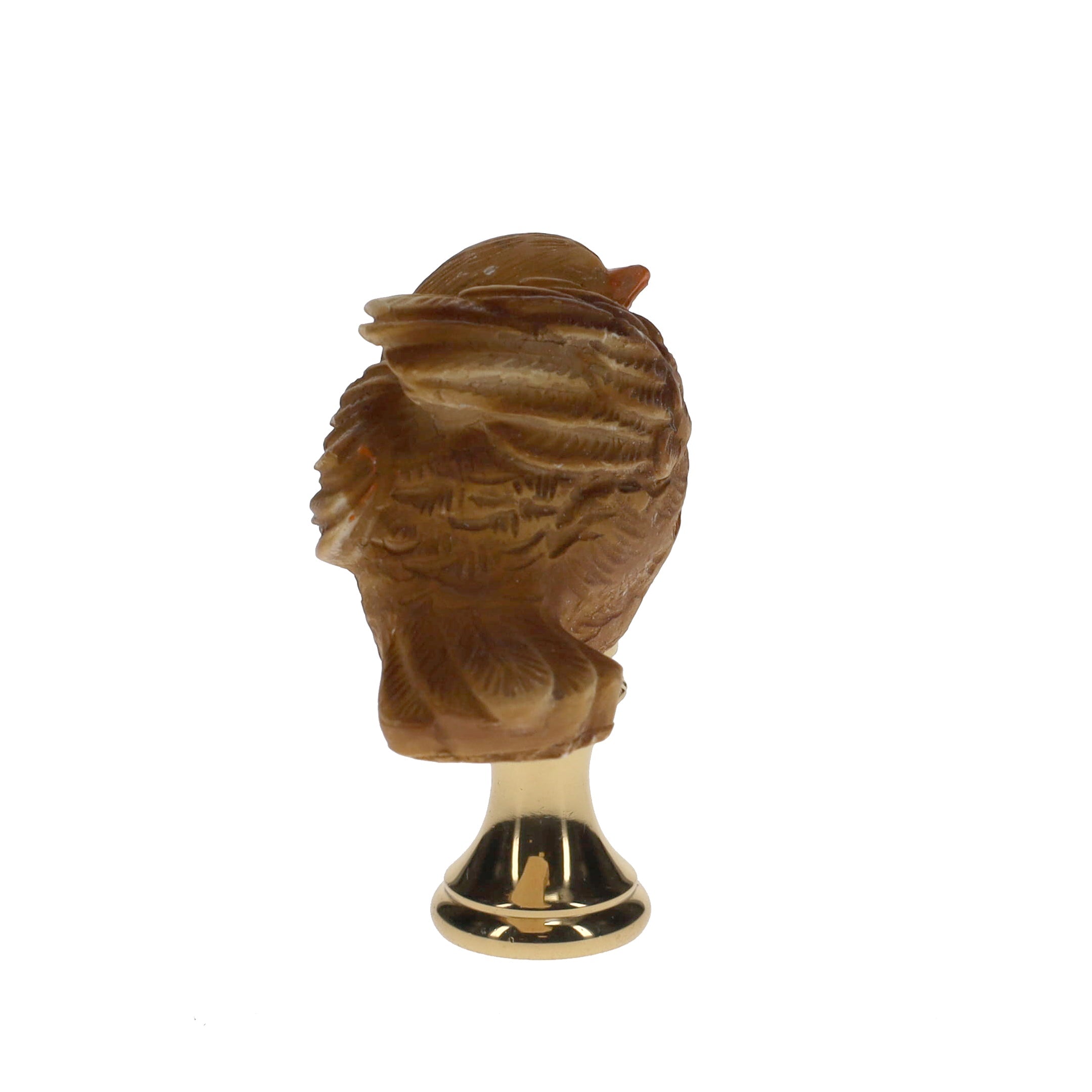 2" Tall Brass Finial Ceramic Bird Brown, Tan, White 1/4-27F Tap (15120)