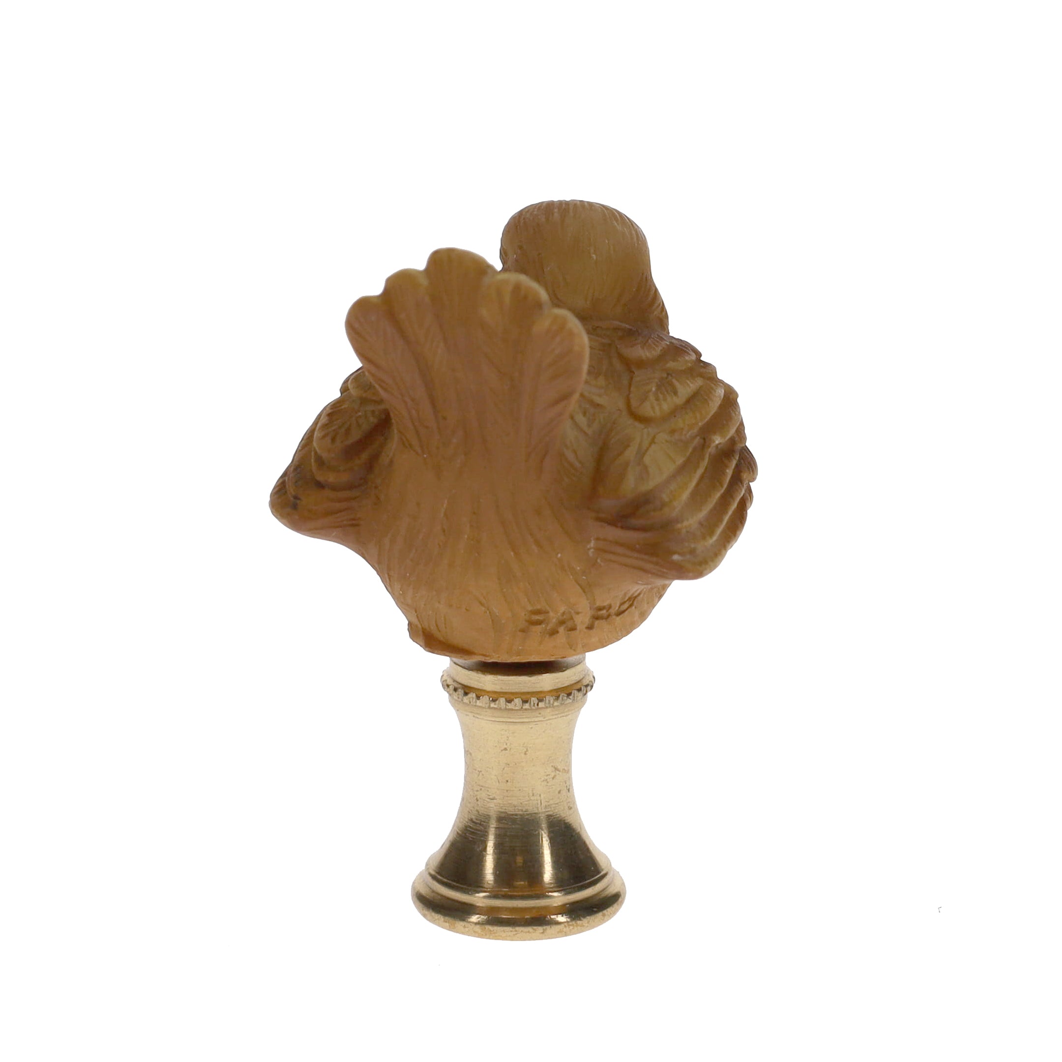 2" Tall Brass Finial Ceramic Bird Brown, Tan, White 1/4-27F Tap (15121)