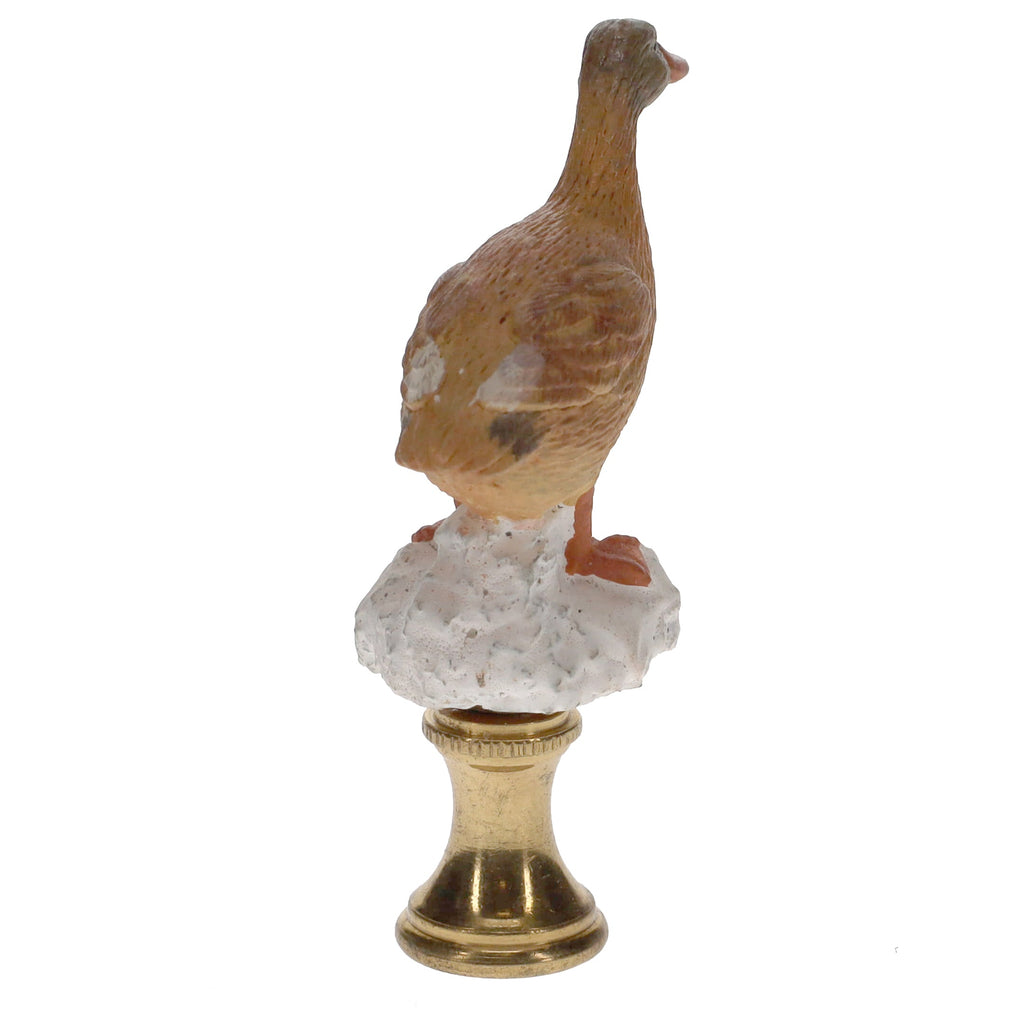 3" Tall Brass Finial Ceramic Duck Brown, Tan, White 1/4-27F Tap (15122)