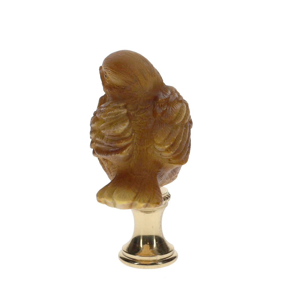 2" Tall Brass Finial Ceramic Bird Brown, Tan, White 1/4-27F Tap (15124)