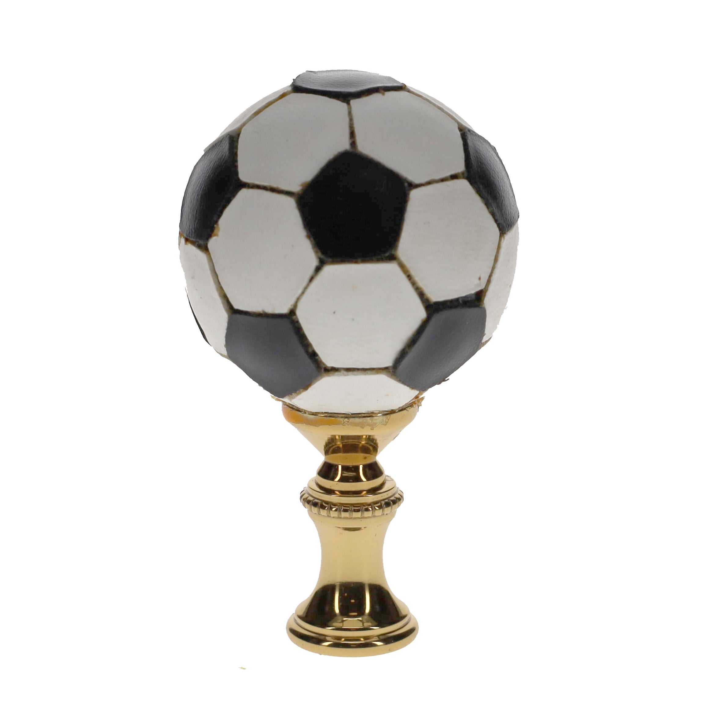 2-1/2" Tall Brass Finial Soccer Ball, 1-1/2" Diameter, 1/4-27F Tap (15125)