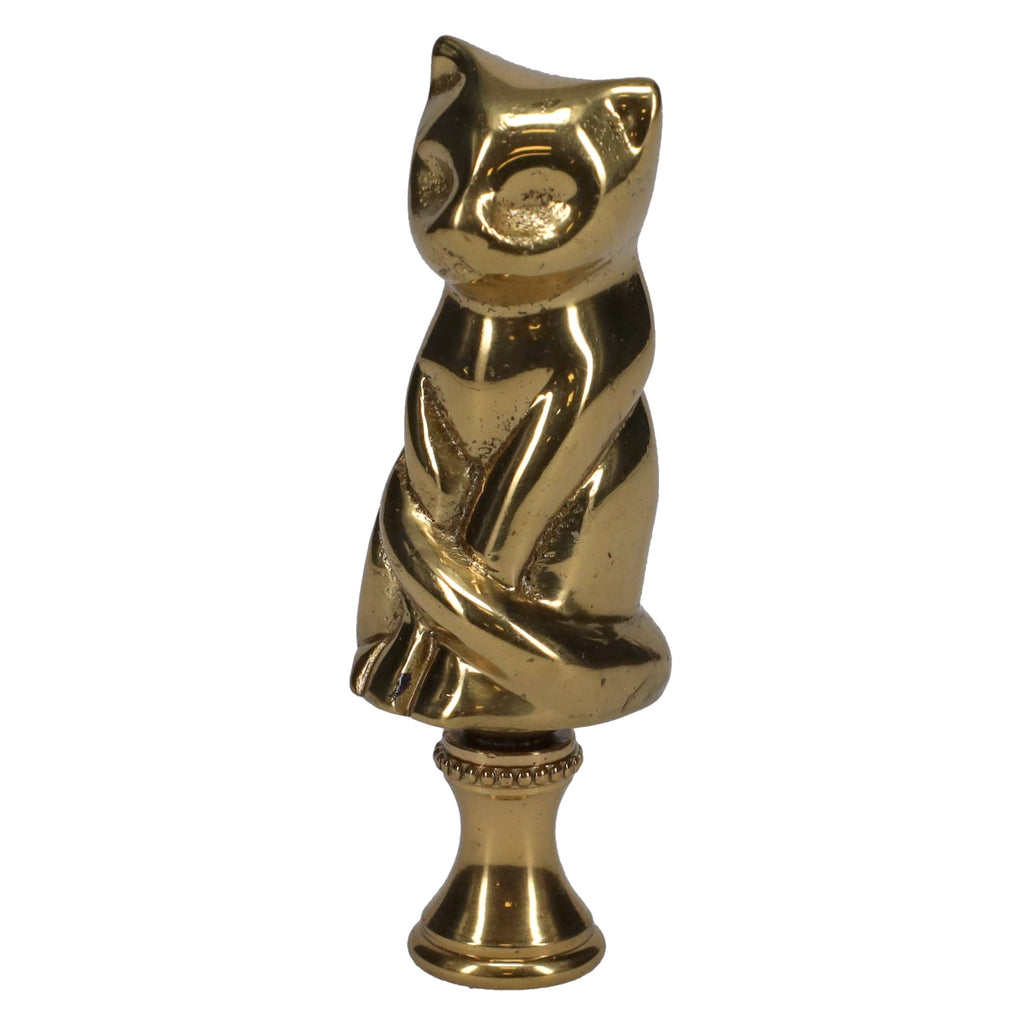 3" Tall Finial Solid Brass Cat, 1/4-27F Tap (15127)