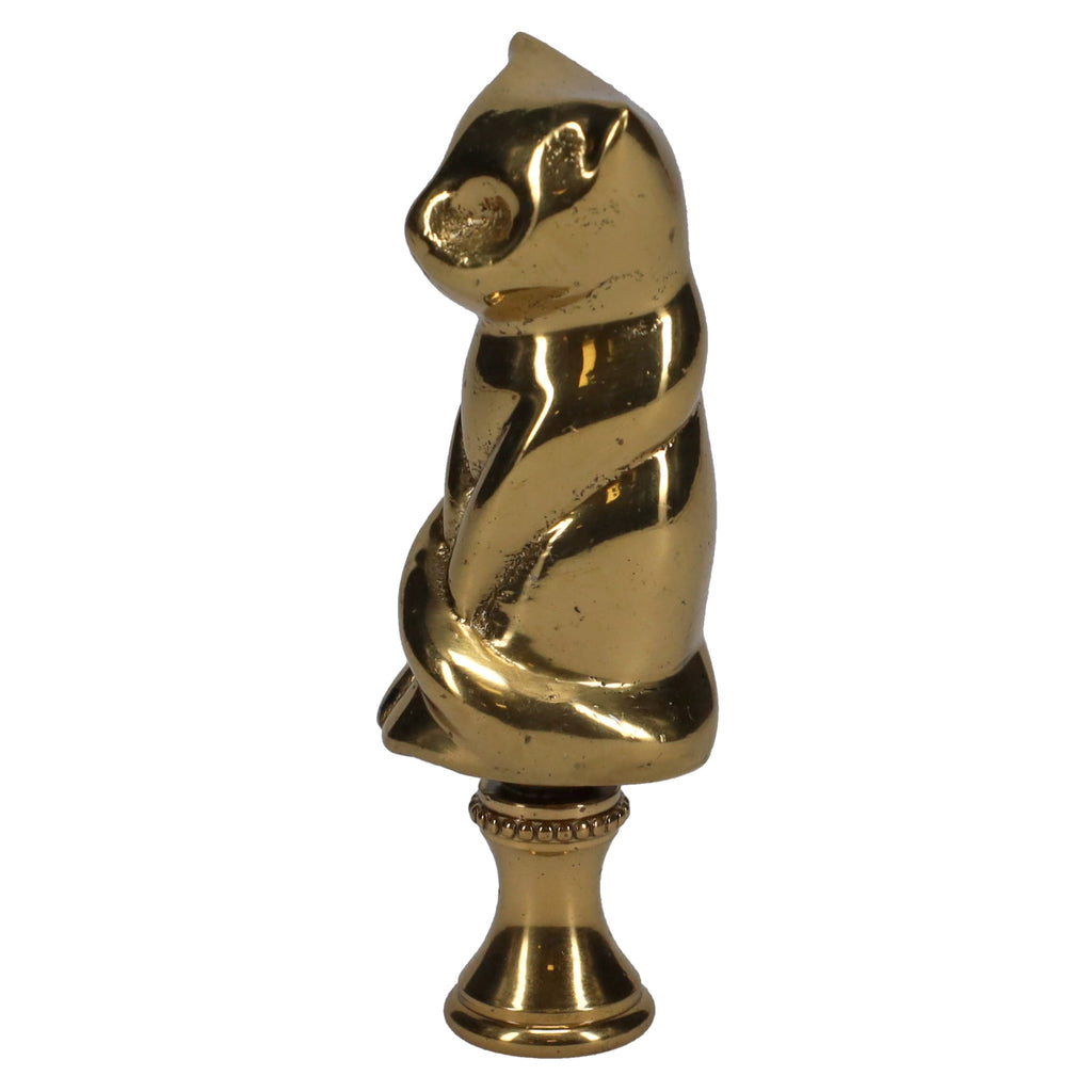 3" Tall Finial Solid Brass Cat, 1/4-27F Tap (15127)