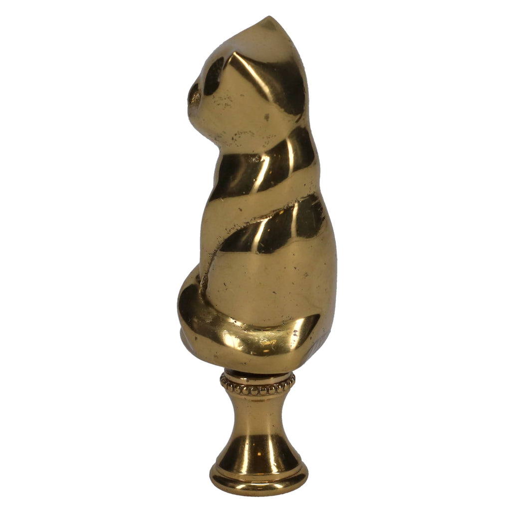 3" Tall Finial Solid Brass Cat, 1/4-27F Tap (15127)