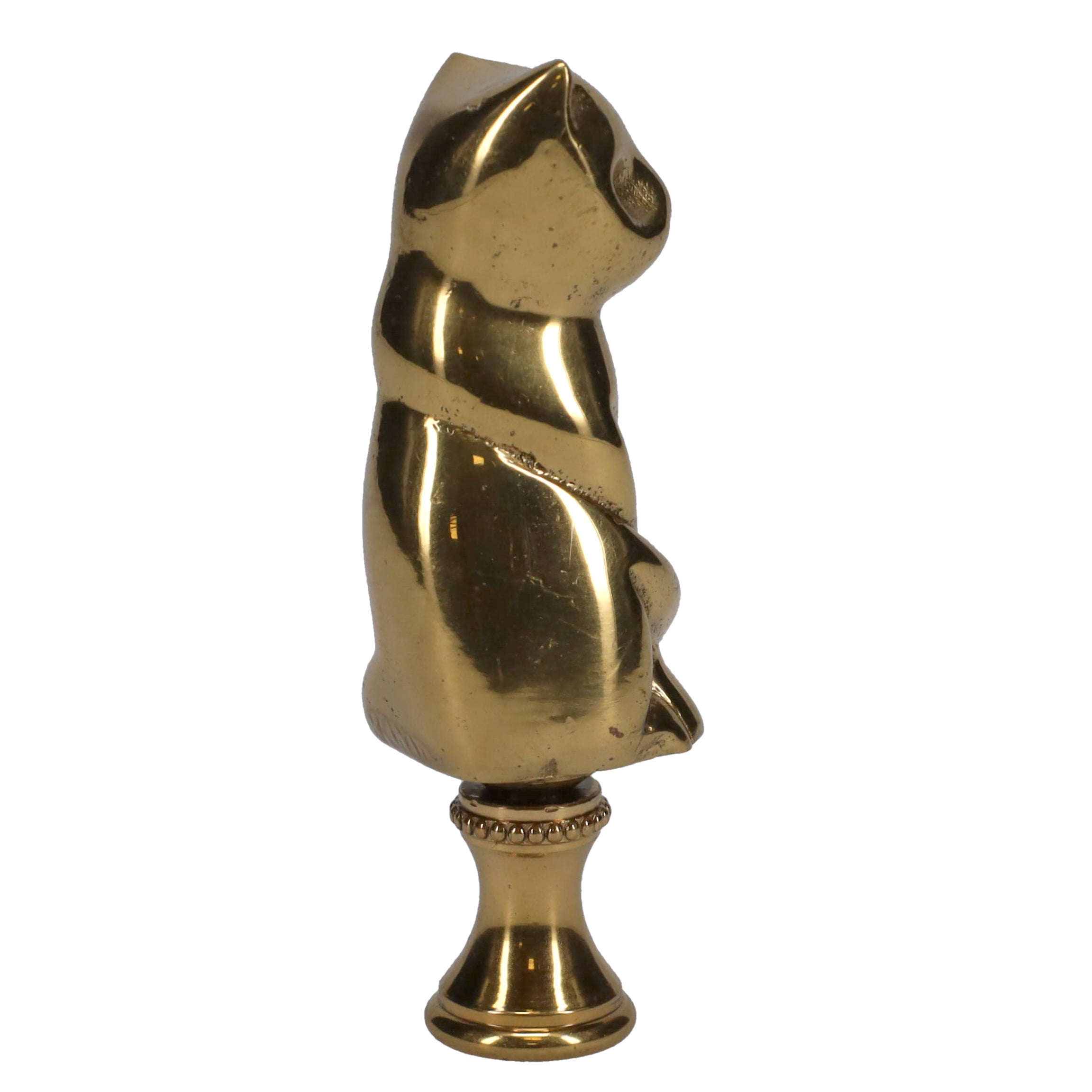 3" Tall Finial Solid Brass Cat, 1/4-27F Tap (15127)
