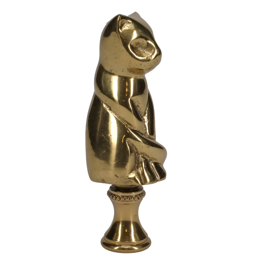 3" Tall Finial Solid Brass Cat, 1/4-27F Tap (15127)