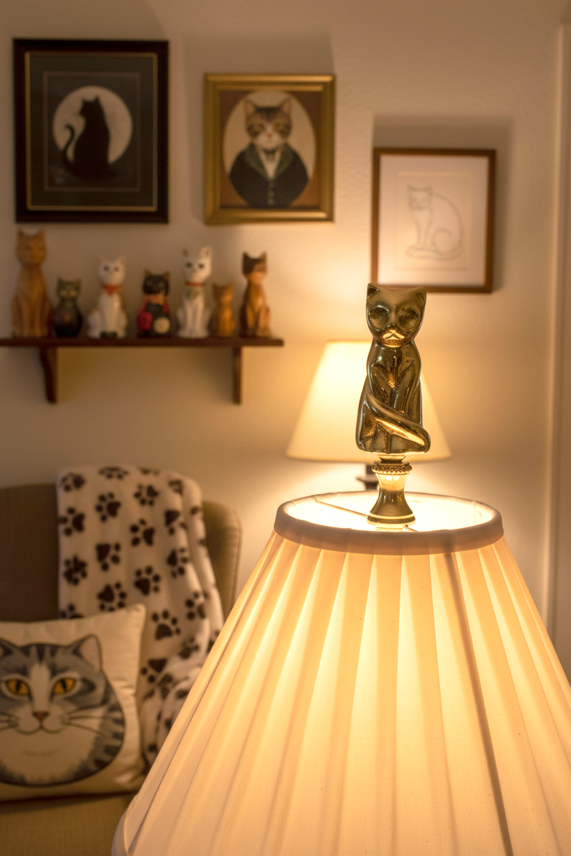 3" Tall Finial Solid Brass Cat, 1/4-27F Tap (15127)