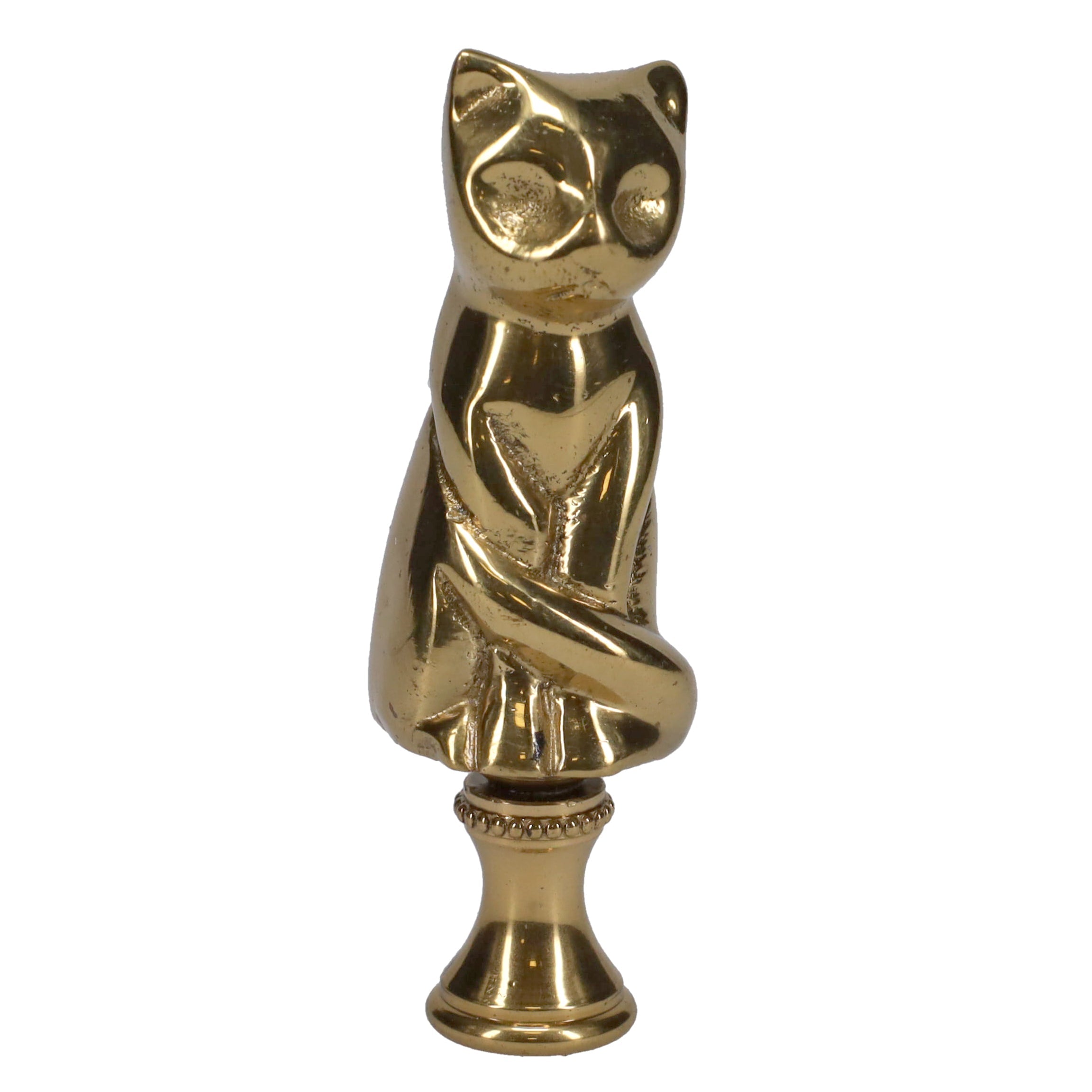 3" Tall Finial Solid Brass Cat, 1/4-27F Tap (15127)