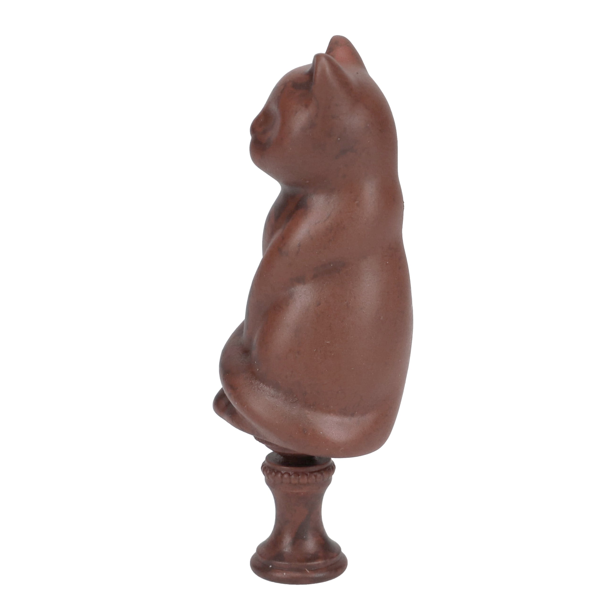 3-1/4" Tall Brass Finial Cat, Ceramic Brown, 1/4-27F Tap (15127BR)