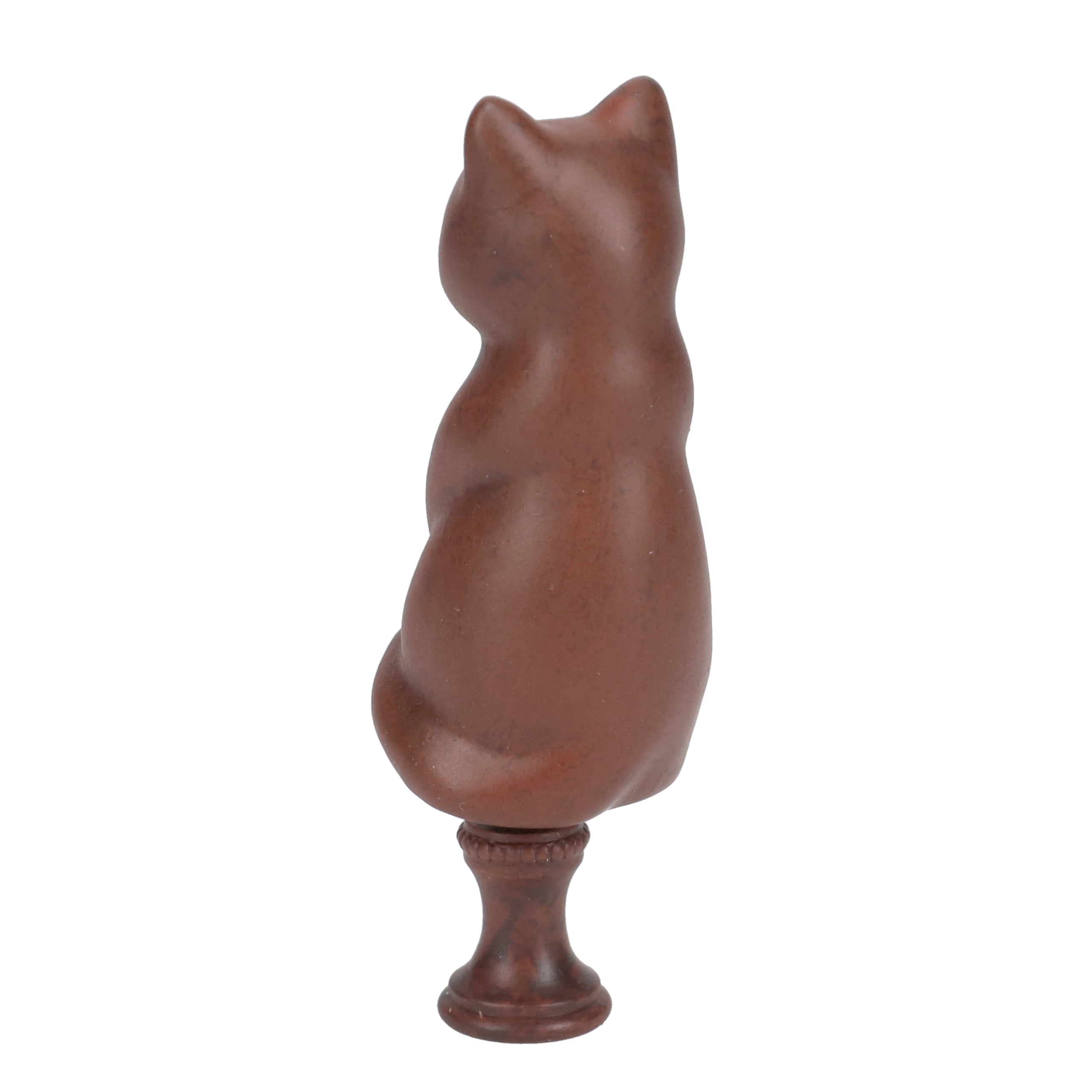 3-1/4" Tall Brass Finial Cat, Ceramic Brown, 1/4-27F Tap (15127BR)
