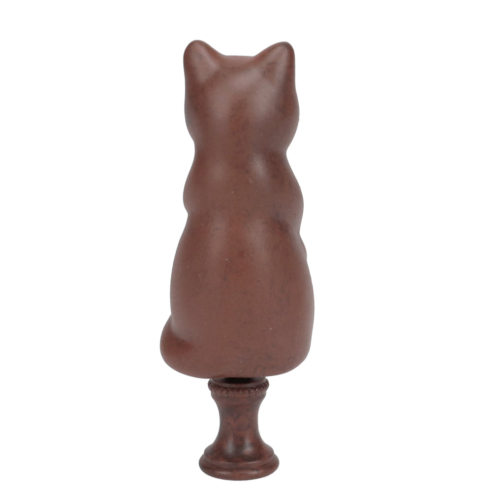 3-1/4" Tall Brass Finial Cat, Ceramic Brown, 1/4-27F Tap (15127BR)