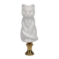 3-1/4" Tall Brass Finial Cat, Ceramic White, 1/4-27F Tap (15127W)