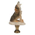 3" Tall Brass Finial Howling Wolf, Ceramic, 1/4-27F Tap (15128A)