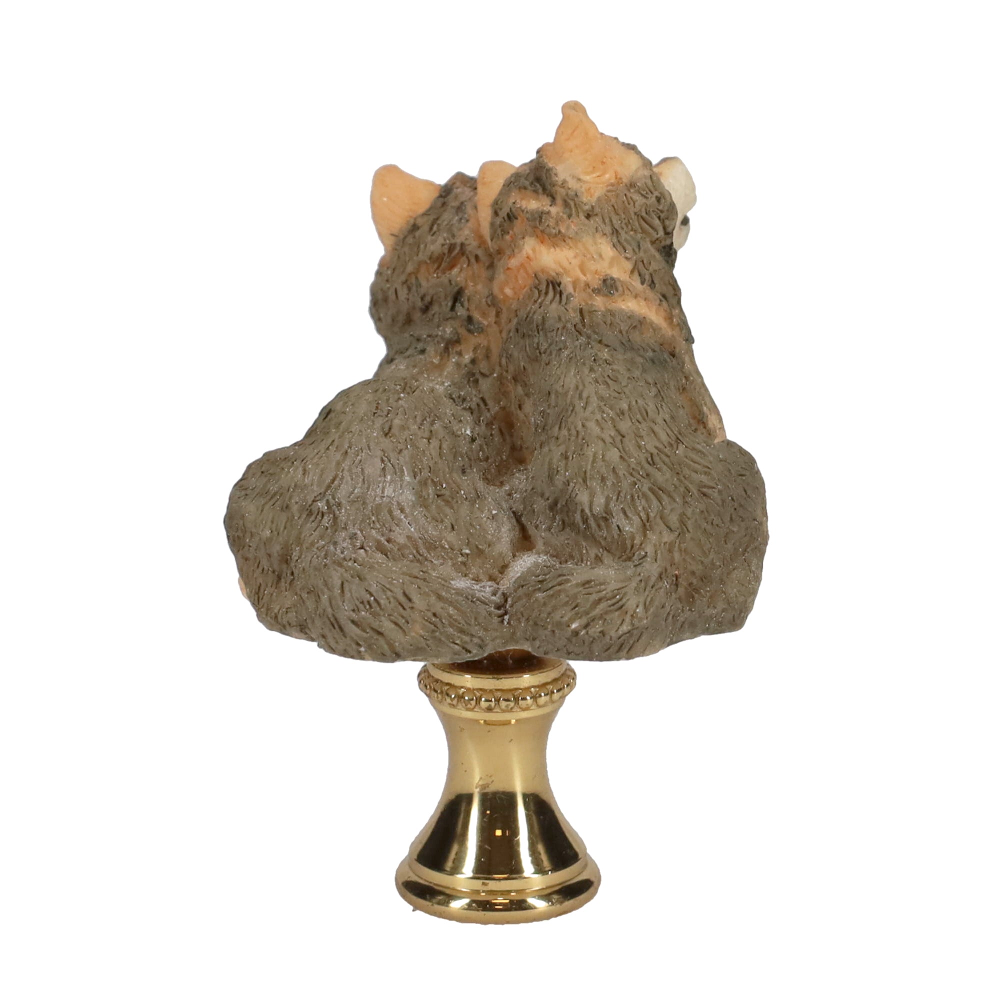 2-1/2" Tall Brass Finial Two Wolves, Ceramic, 1/4-27F Tap (15128E)