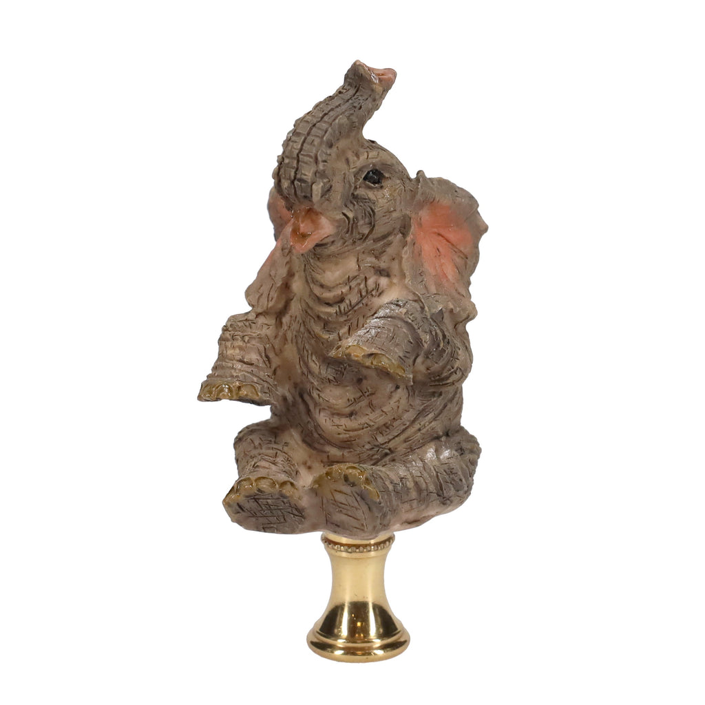 3-1/2" Tall Brass Finial Elephant, Ceramic, 1/4-27F Tap (15129A)